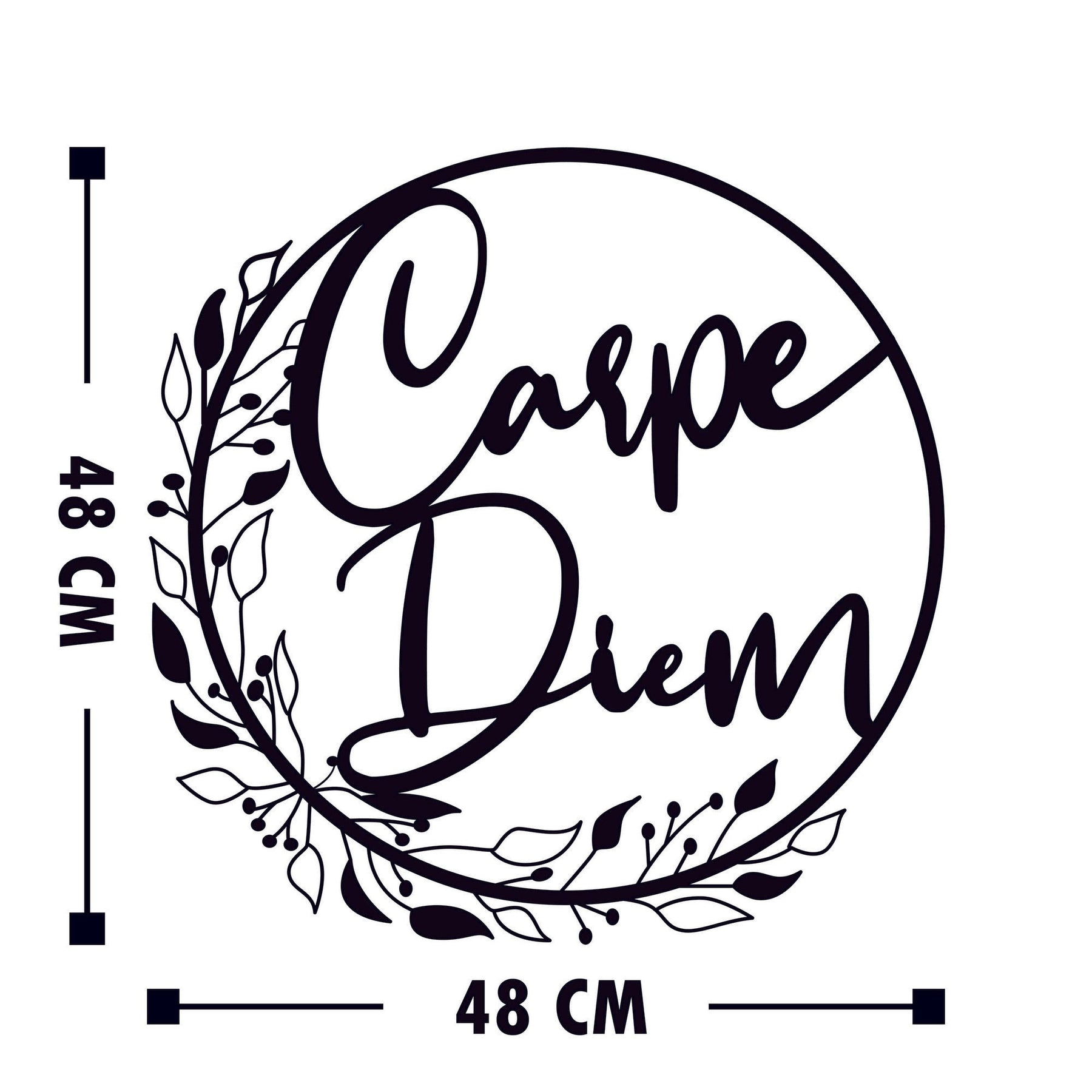 Accesoriu decorativ Carpe Diem, negru, metal, 48x48 cm