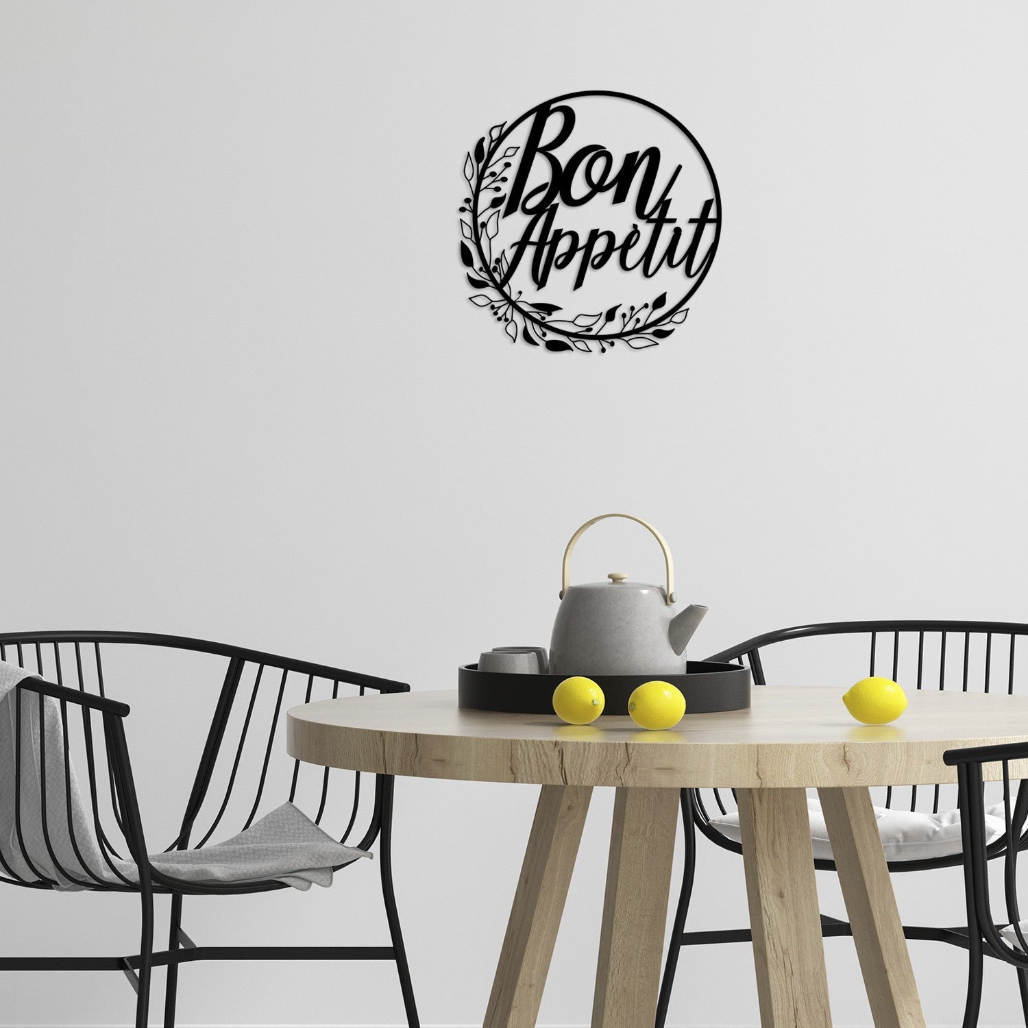 Accesoriu decorativ Bon Appetit, negru, metal, 48x48 cm