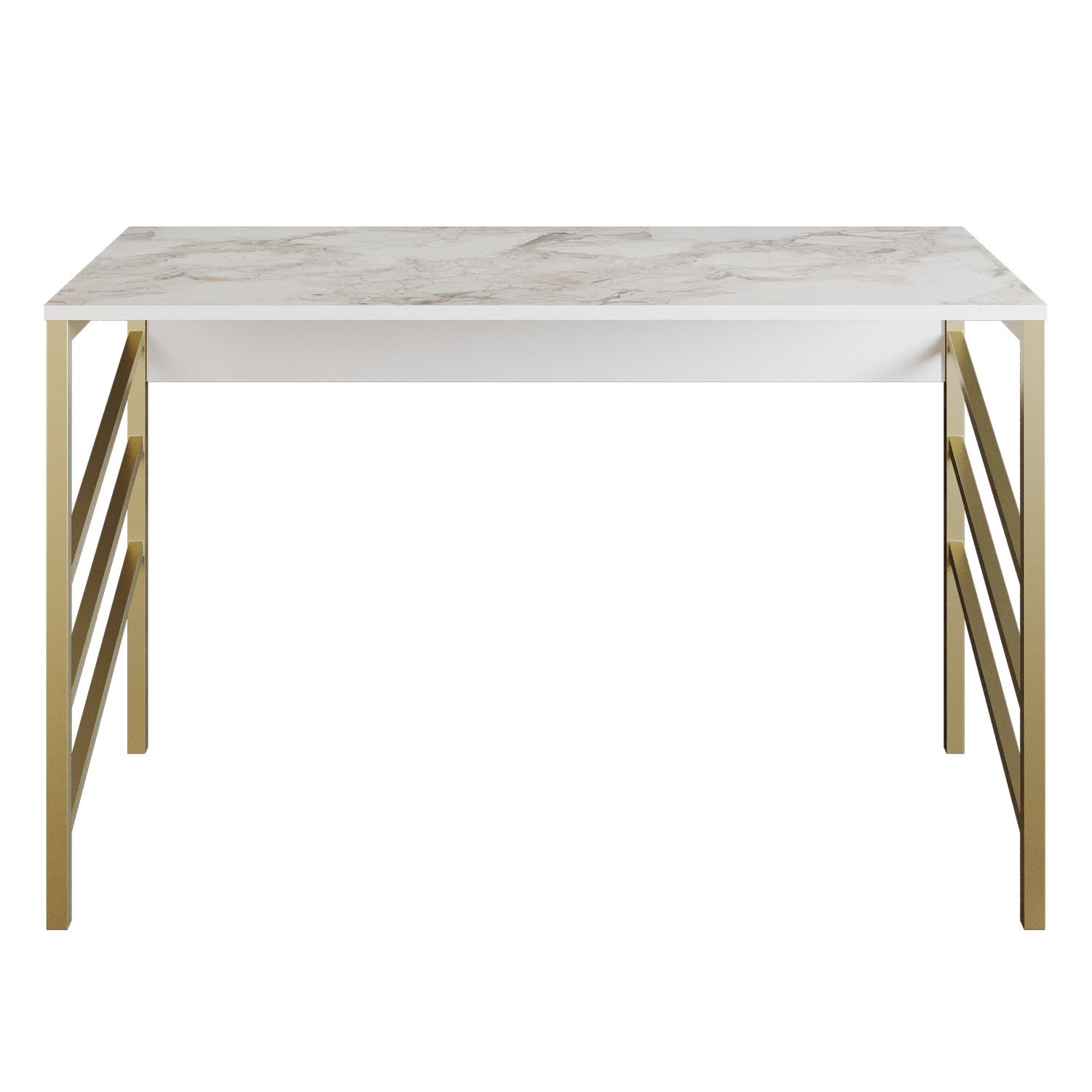Birou Tuna, din PAL melaminat, alb/gold, 120x60x75 cm