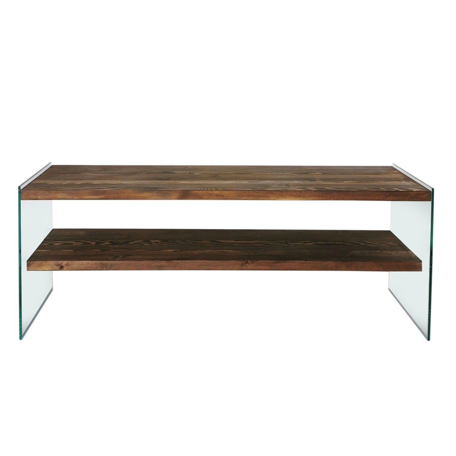 Comoda TV TV103, nuc, sticla/lemn masiv, 120x45x35 cm