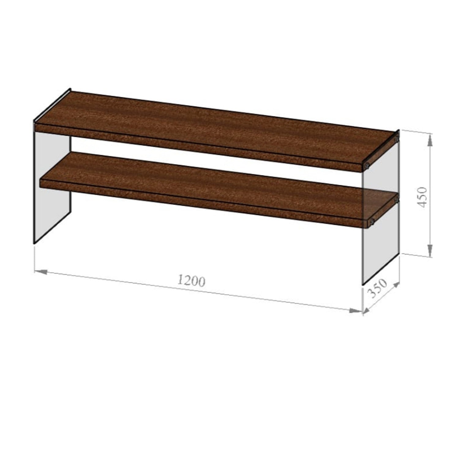 Comoda TV TV103, nuc, sticla/lemn masiv, 120x45x35 cm