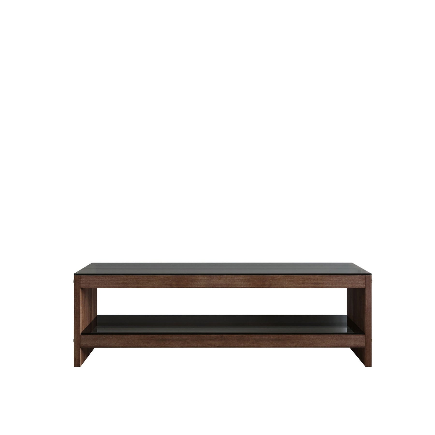 Comoda TV TV301, nuc, lemn masiv/sticla, 140x45x40 cm