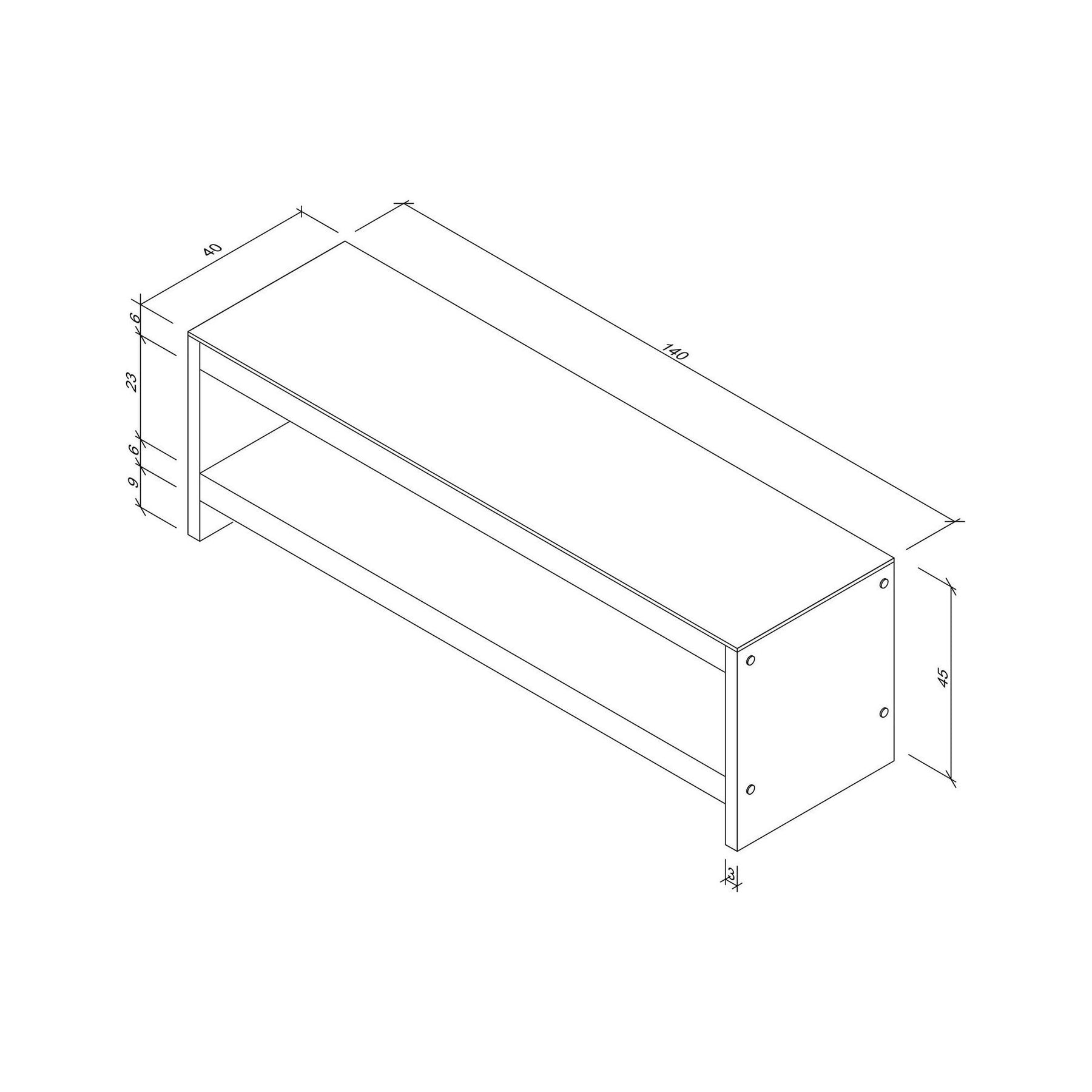 Comoda TV TV301, nuc, lemn masiv/sticla, 140x45x40 cm