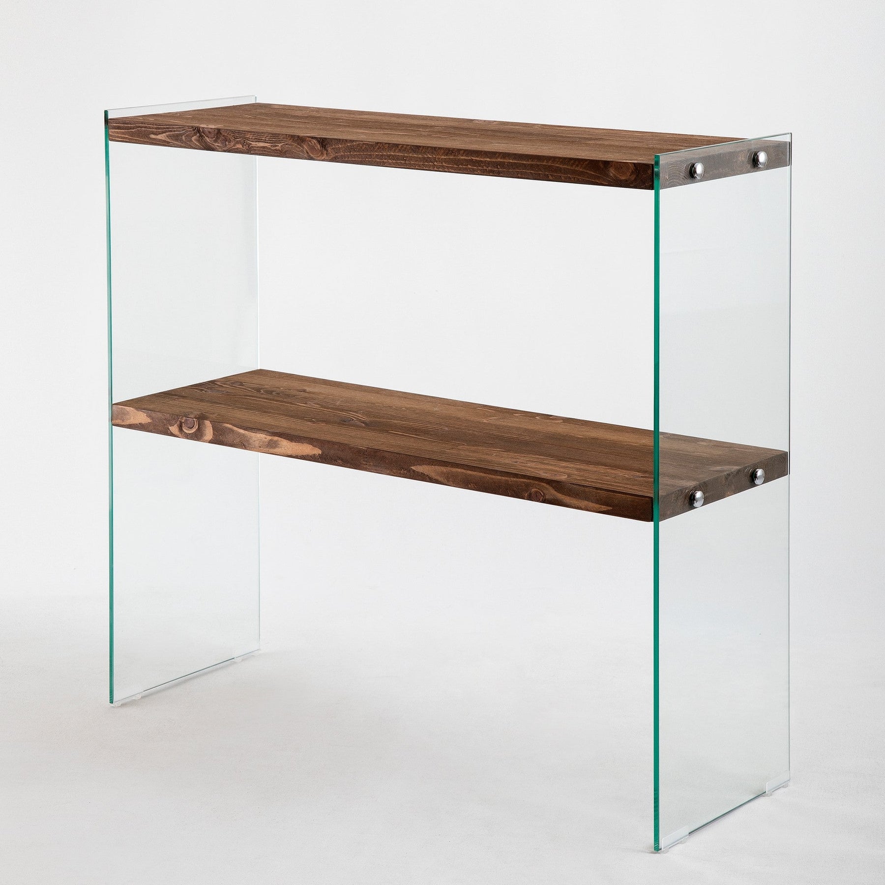 Comoda Venedik, nuc, sticla/lemn masiv, 90x80x30 cm