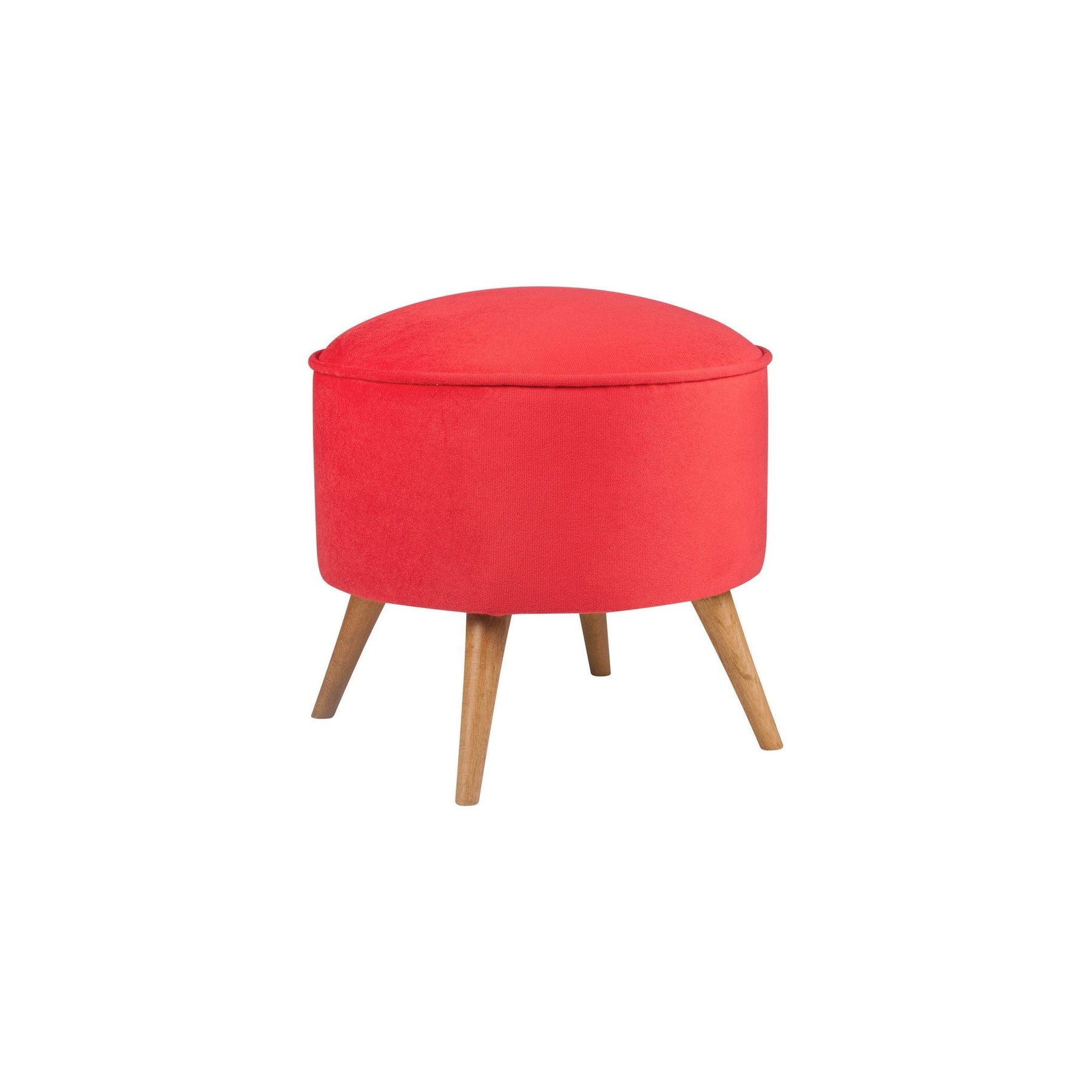 Taburet Buena Park, rosu, lemn/material textil, 45x45x43 cm