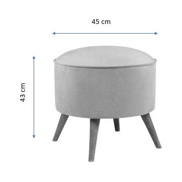 Taburet Buena Park, rosu, lemn/material textil, 45x45x43 cm