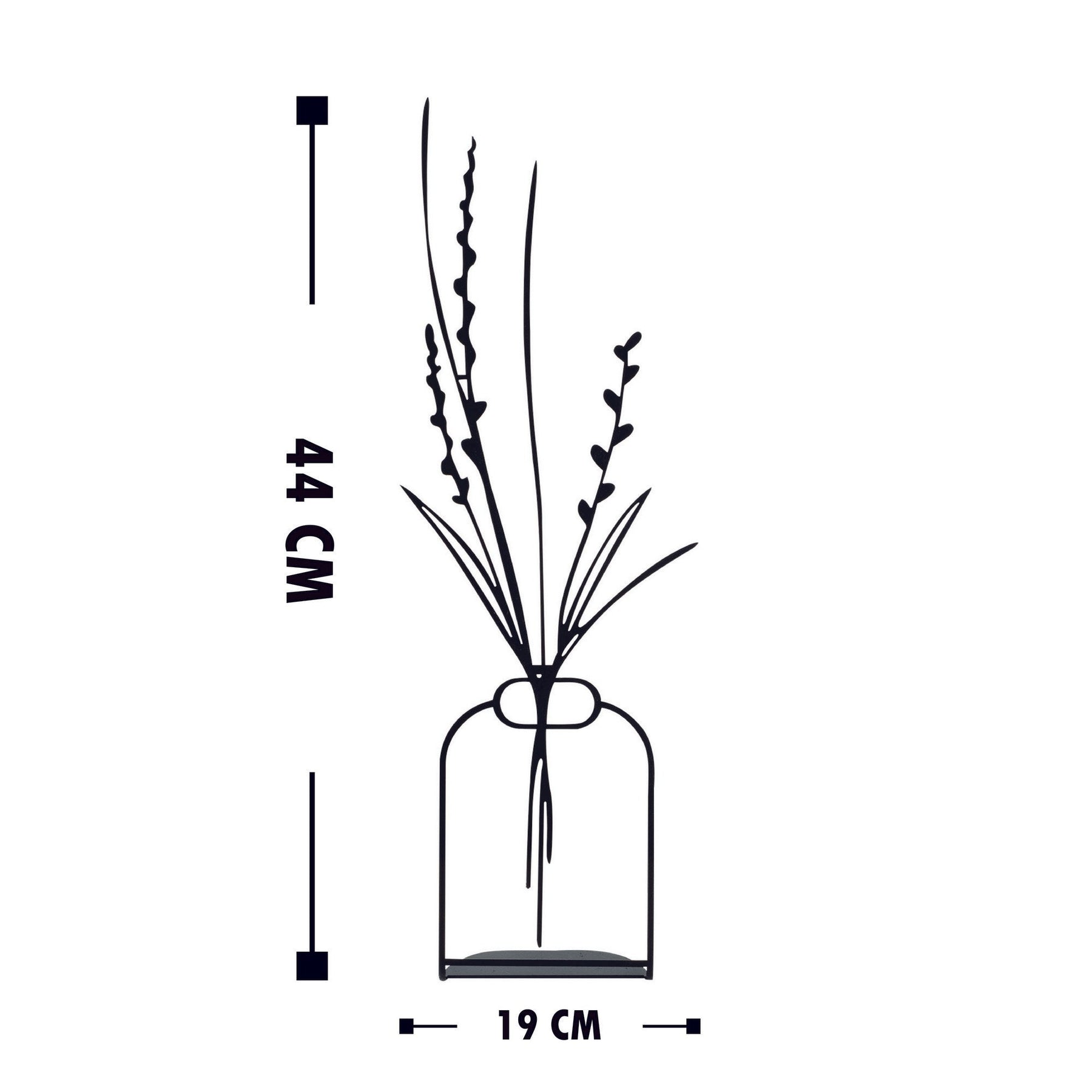Obiect decorativ Flowerpot - 3, negru, metal 100%, 19x44 cm