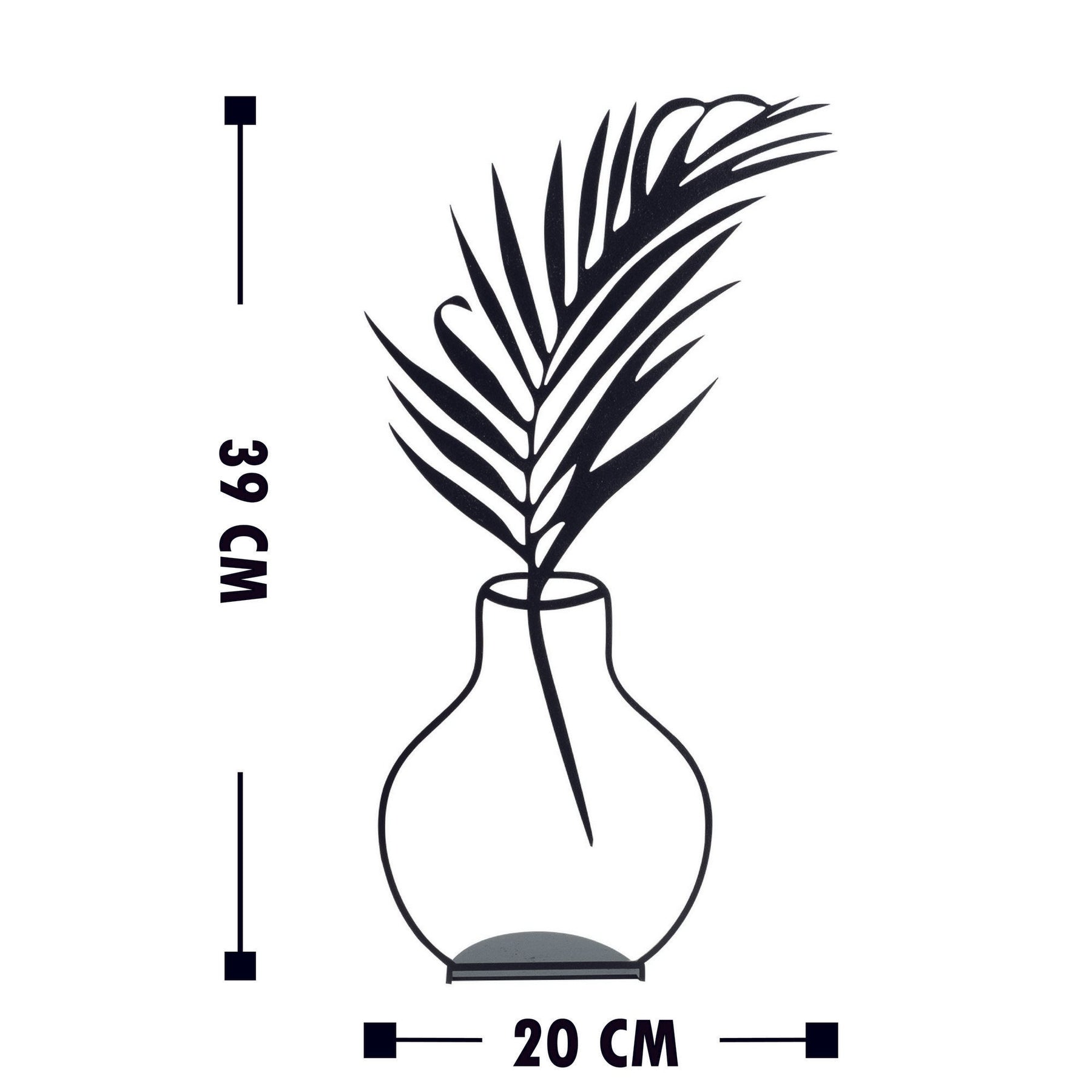 Obiect decorativ Flowerpot - 6, negru, metal 100%, 20x39 cm