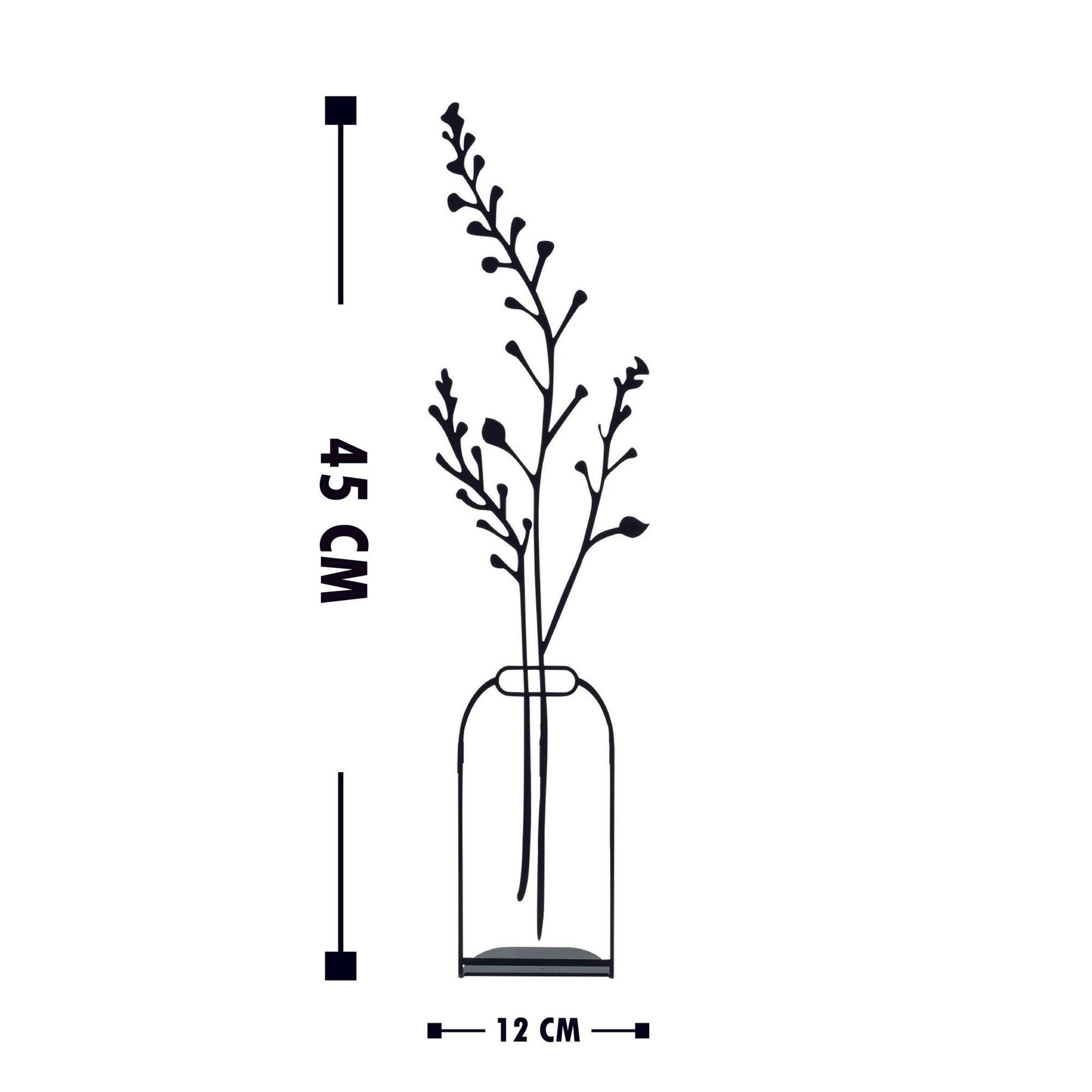 Obiect decorativ Flowerpot - 7, negru, metal 100%, 12x45 cm