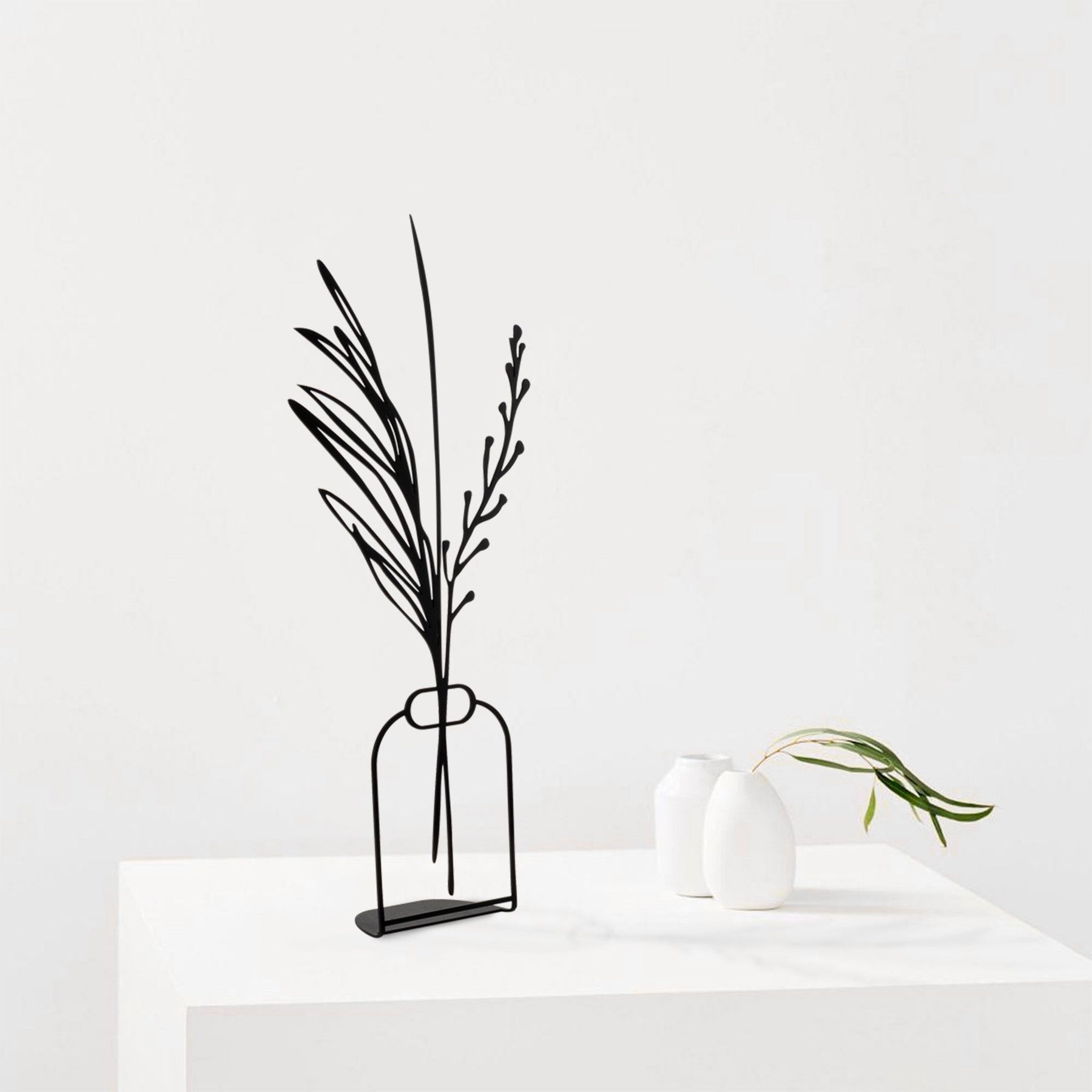 Obiect decorativ Flowerpot - 8, negru, metal 100%, 15x44 cm