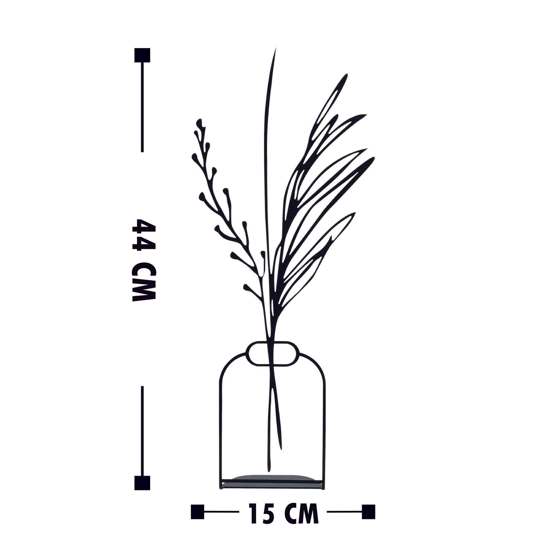 Obiect decorativ Flowerpot - 8, negru, metal 100%, 15x44 cm