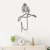 Decoratiune perete Woman Hair Bun, negru, metal, 39x57 cm