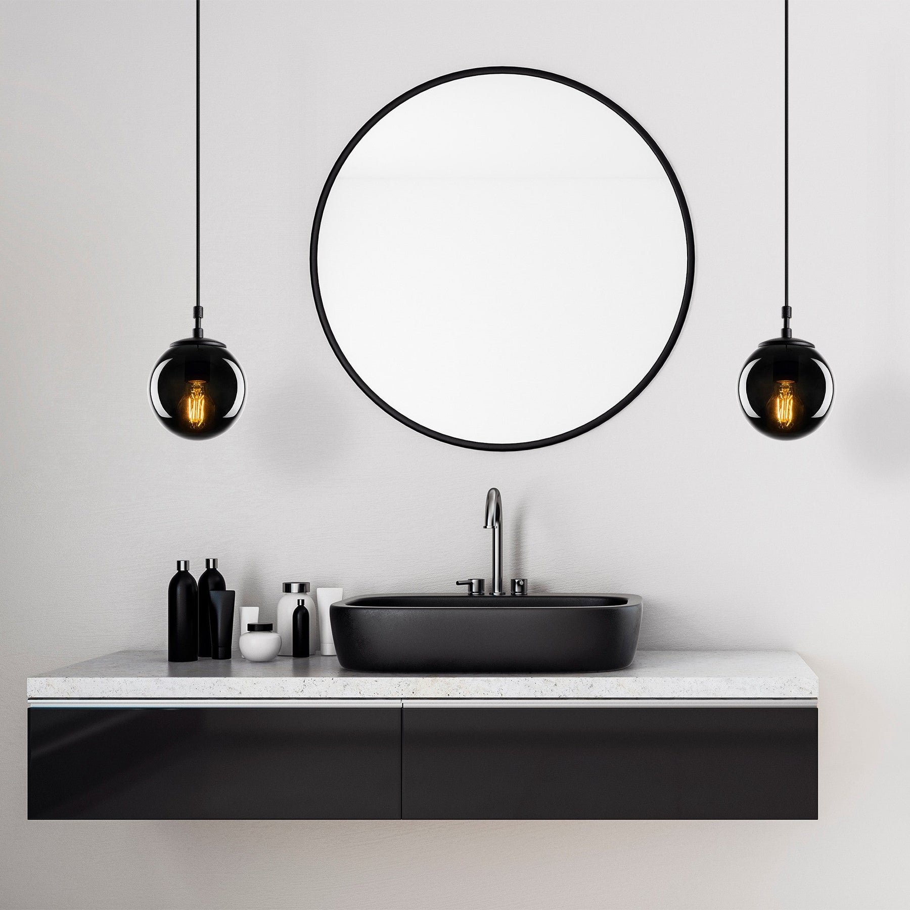 Lustra Efe, 2155, sticla vopsita, negru, 15x15x110 cm