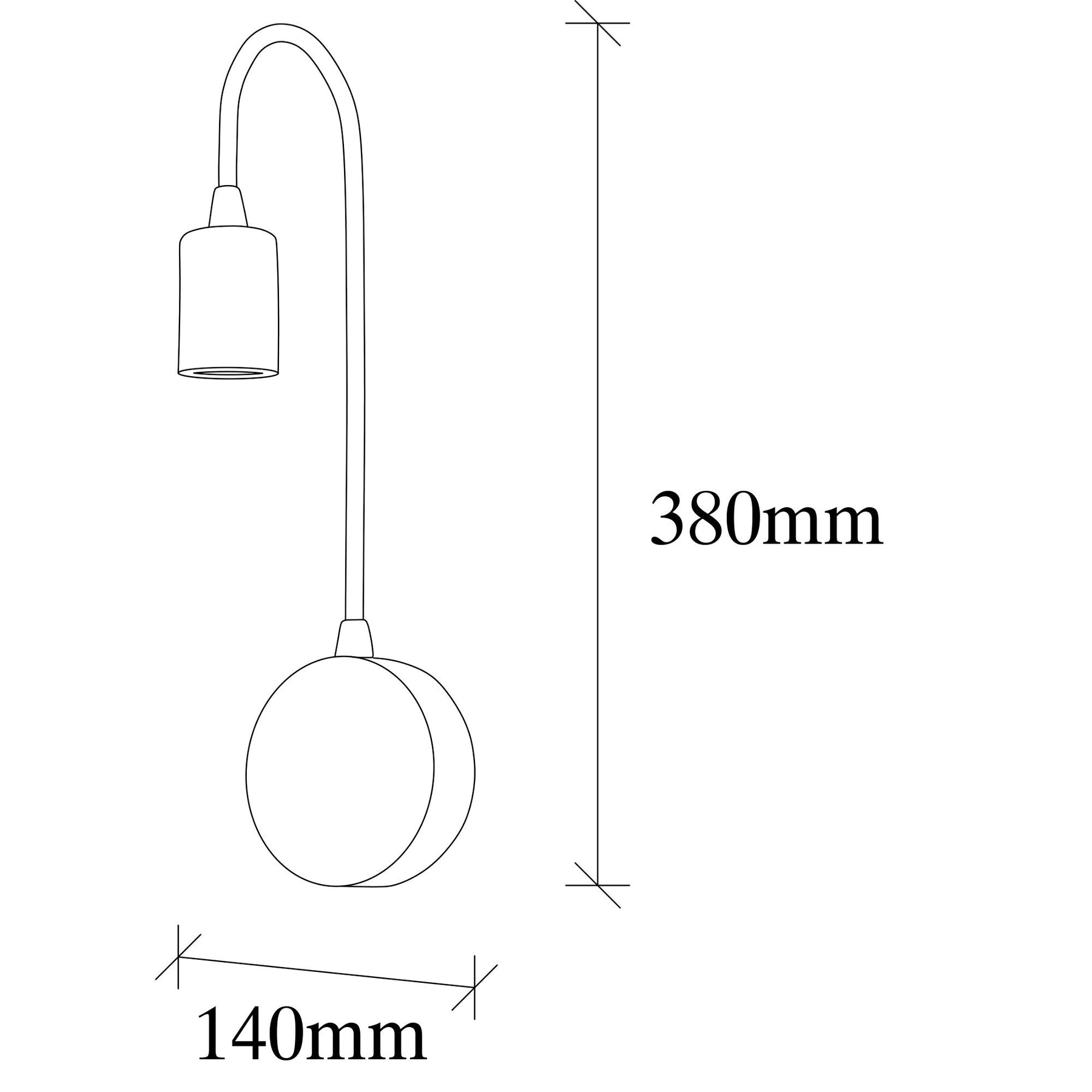 Lampa de perete Baston-3280, negru, metal, 10x14x38 cm