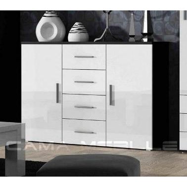 Comoda UNI, negru/alb, 132x38x92 cm