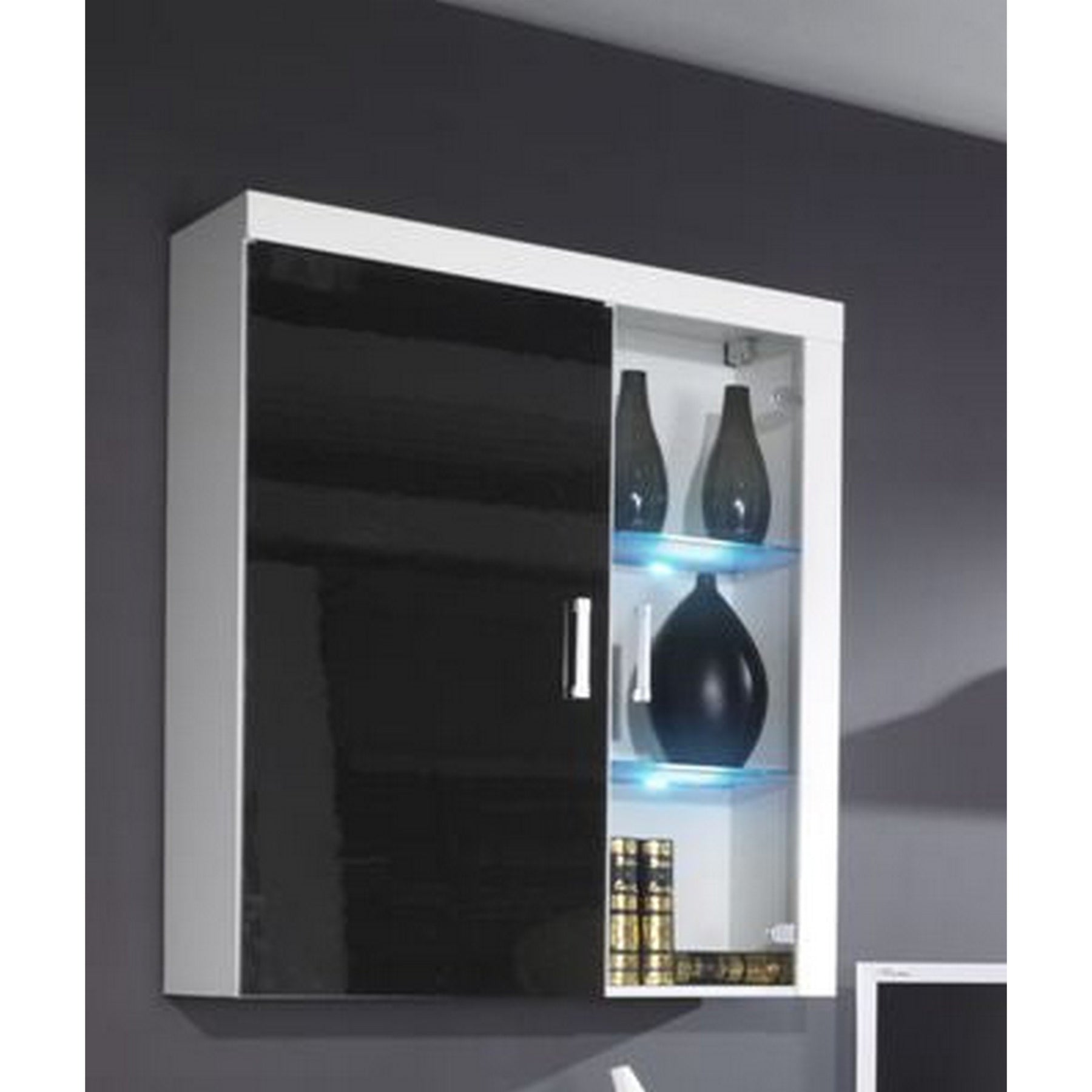 Vitrina suspendata SAMBA REG-4, alb/negru
