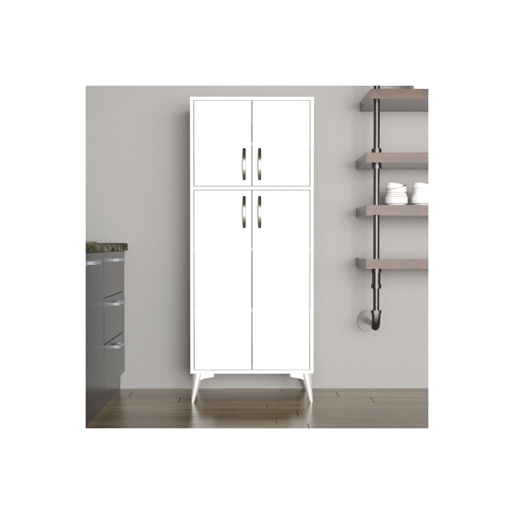 Dulap MDL0101, alb, PAL, cu 4 usi, 62x35x155 cm