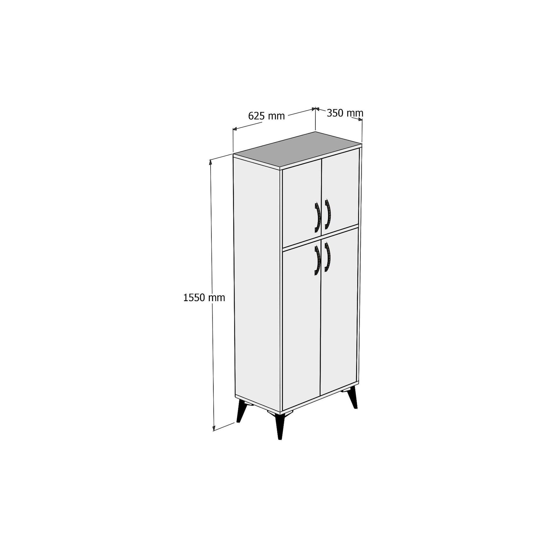 Dulap MDL0102, stejar, PAL, cu 4 usi, 62x35x155 cm