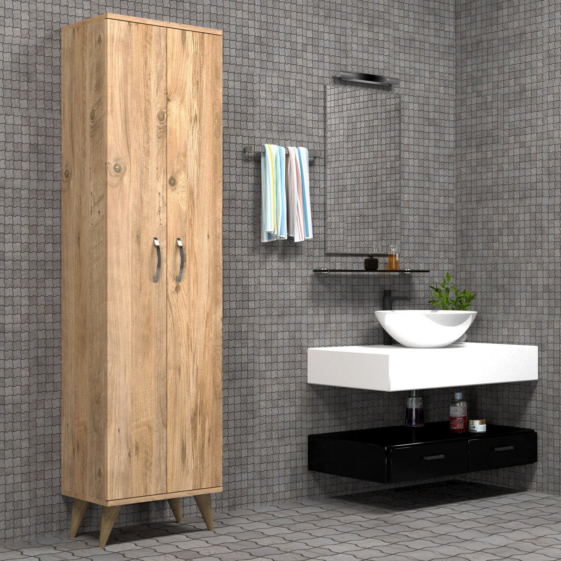 Dulap BDL0102, stejar, PAL, 49x32x185 cm