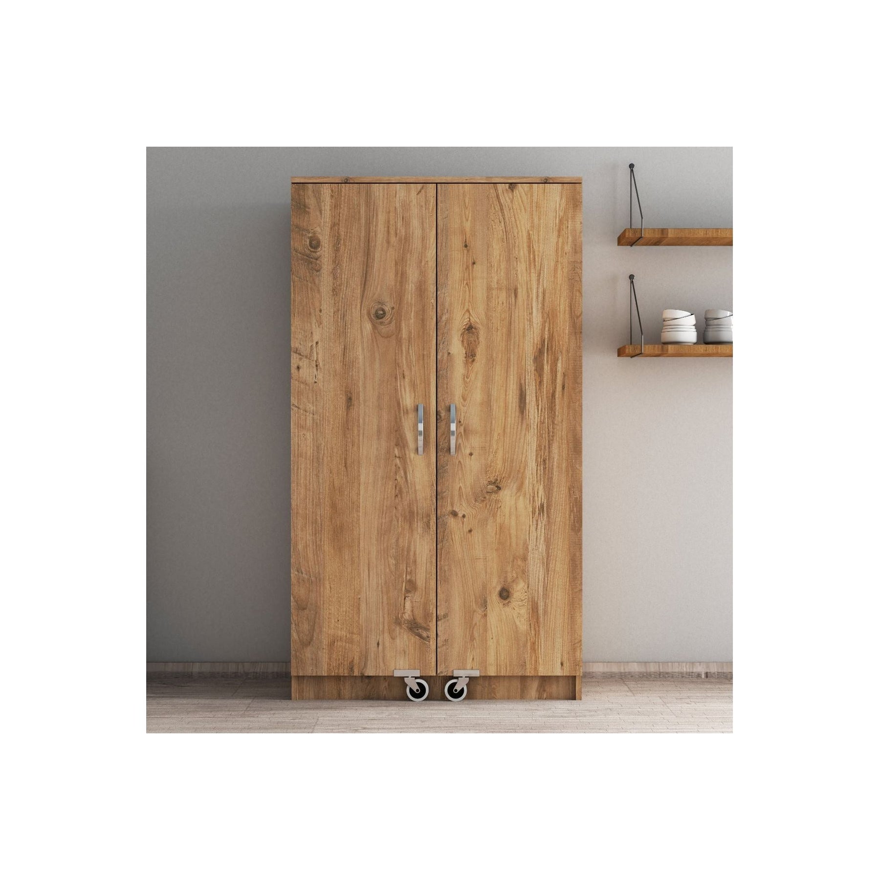 Dulap bucatarie ERC0102, stejar, PAL, 2 usi, 90x38x162 cm
