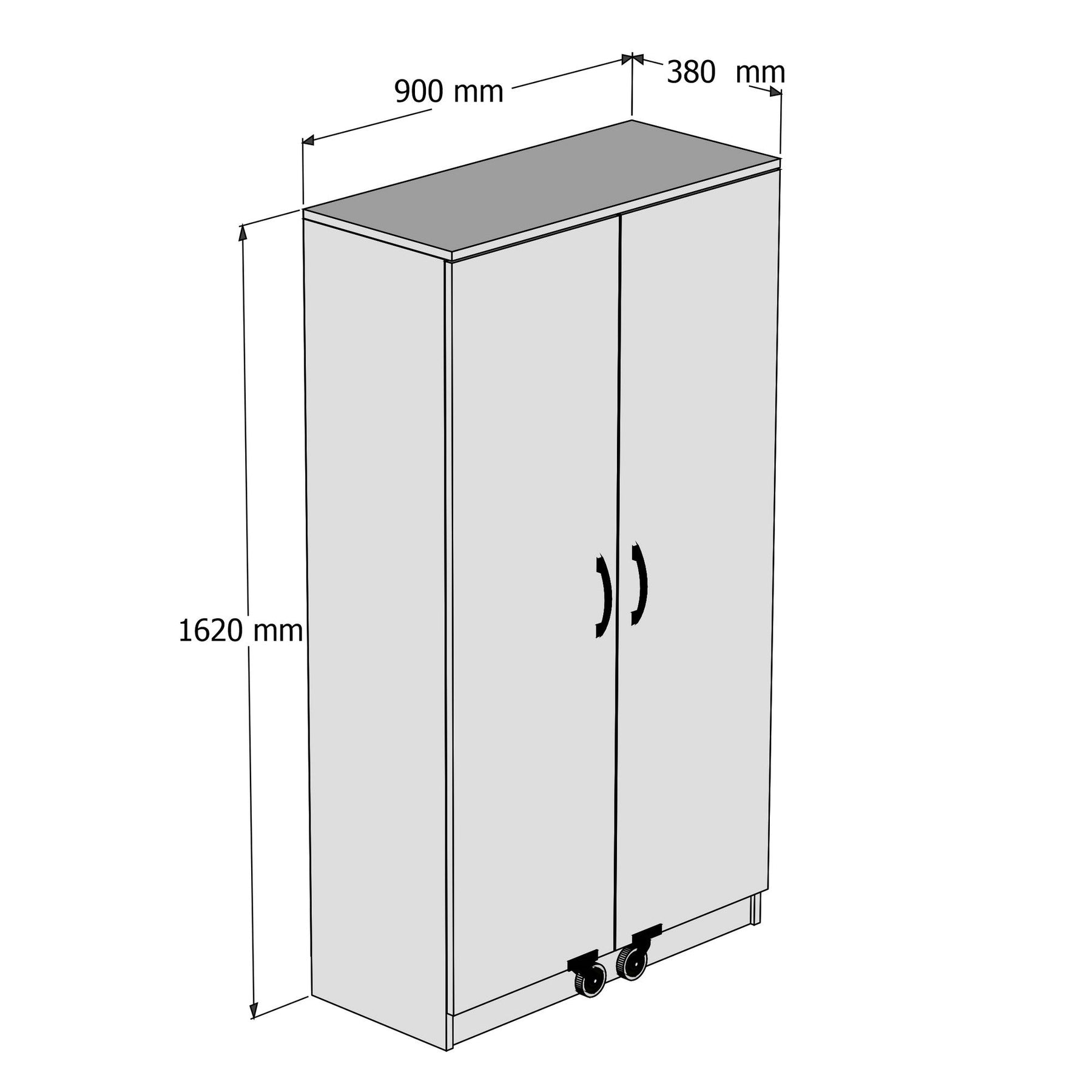 Dulap bucatarie ERC0101, alb, PAL, 2 usi, 90x38x162 cm