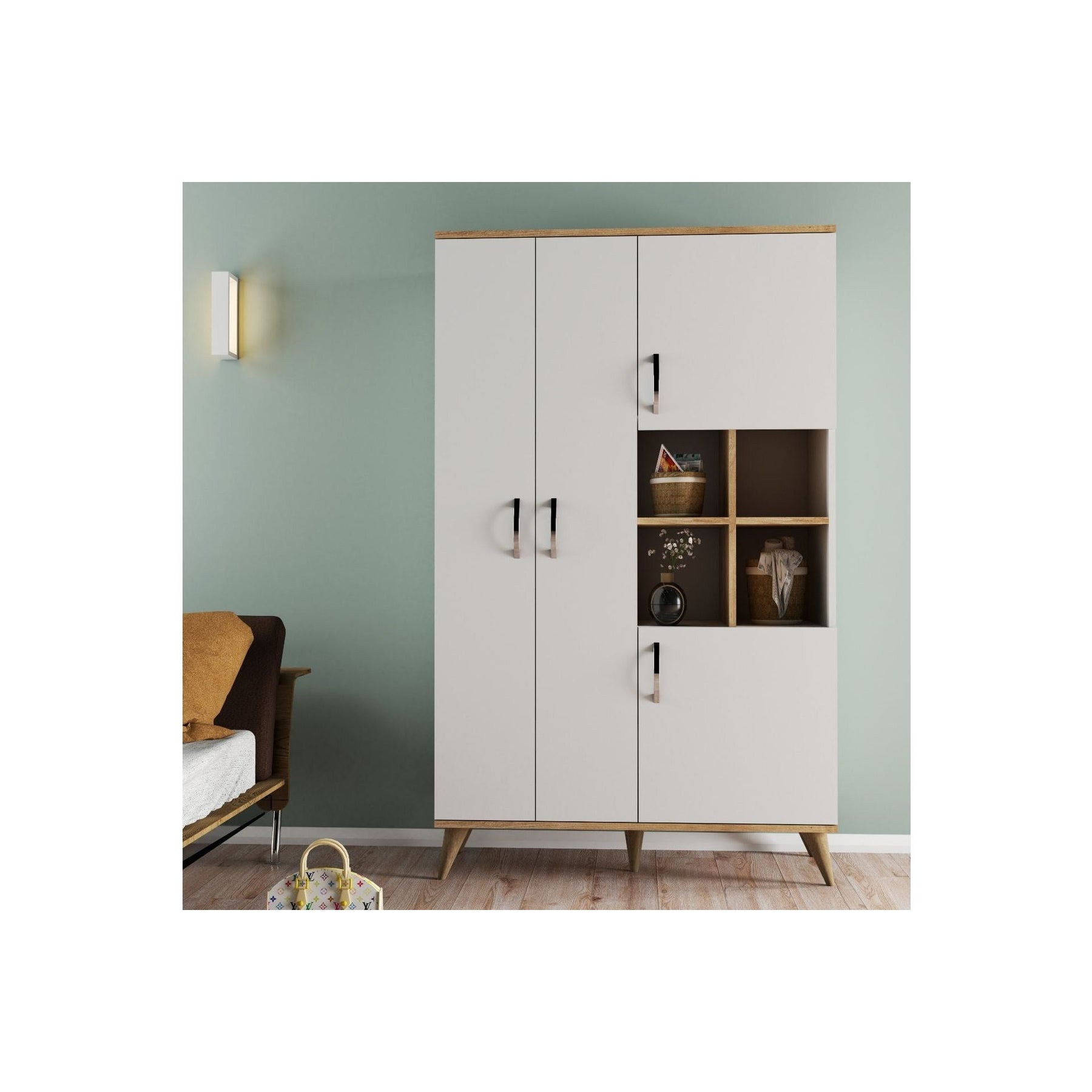 Dulap GRD0103, alb, PAL, 4 usi, 106x47x174 cm