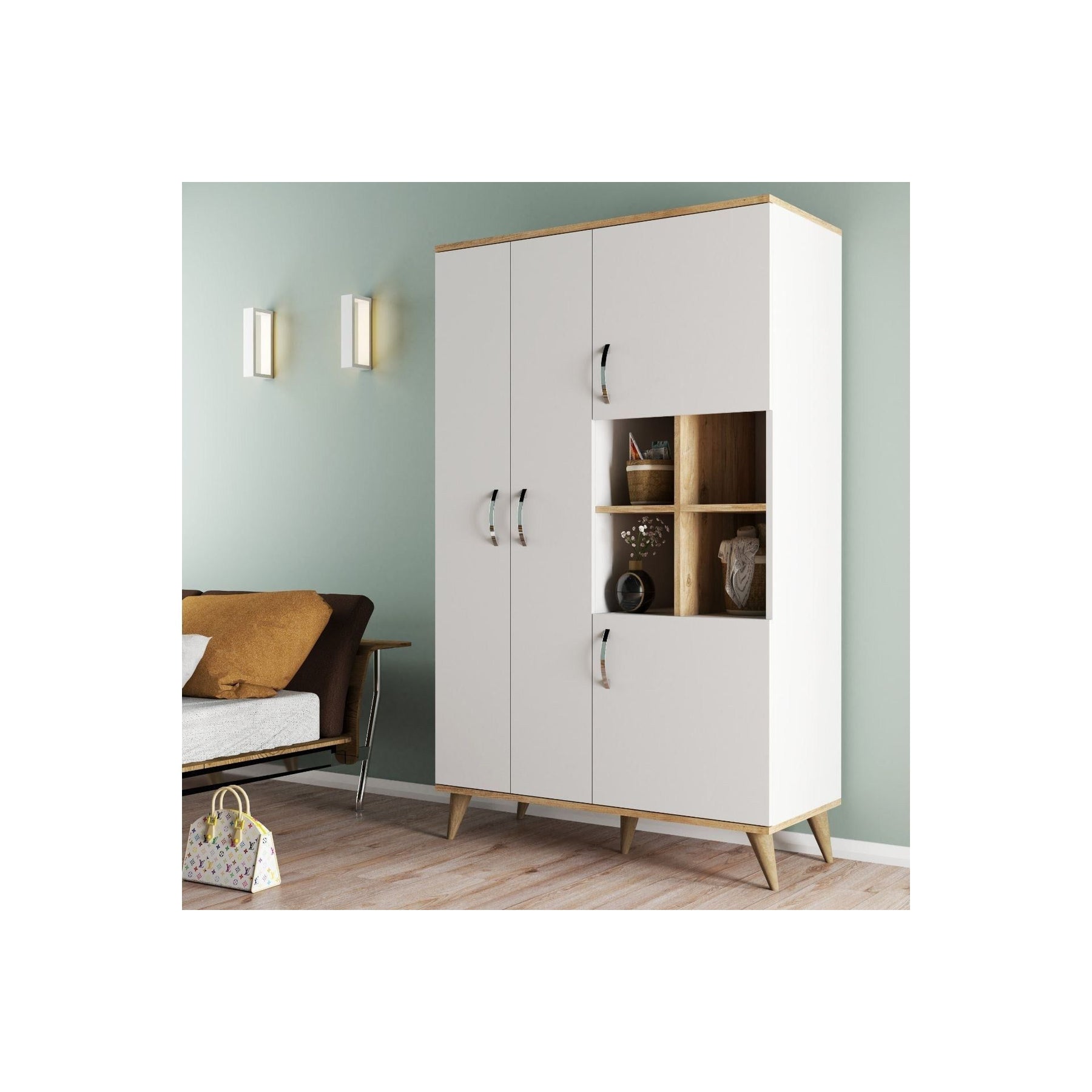 Dulap GRD0103, alb, PAL, 4 usi, 106x47x174 cm