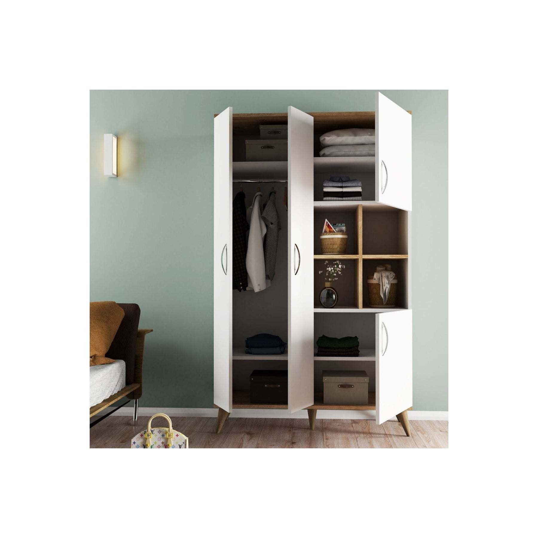 Dulap GRD0103, alb, PAL, 4 usi, 106x47x174 cm