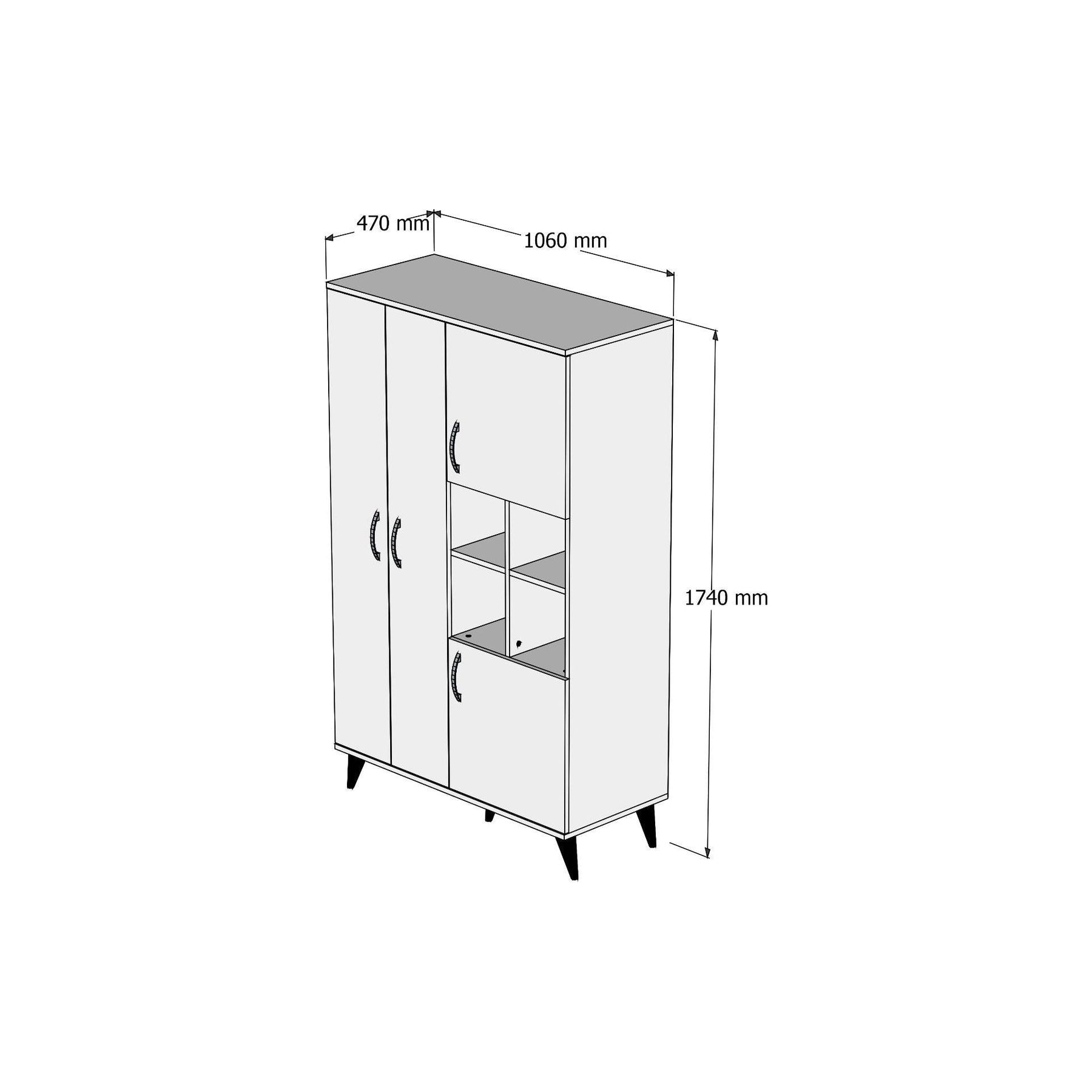 Dulap GRD0103, alb, PAL, 4 usi, 106x47x174 cm