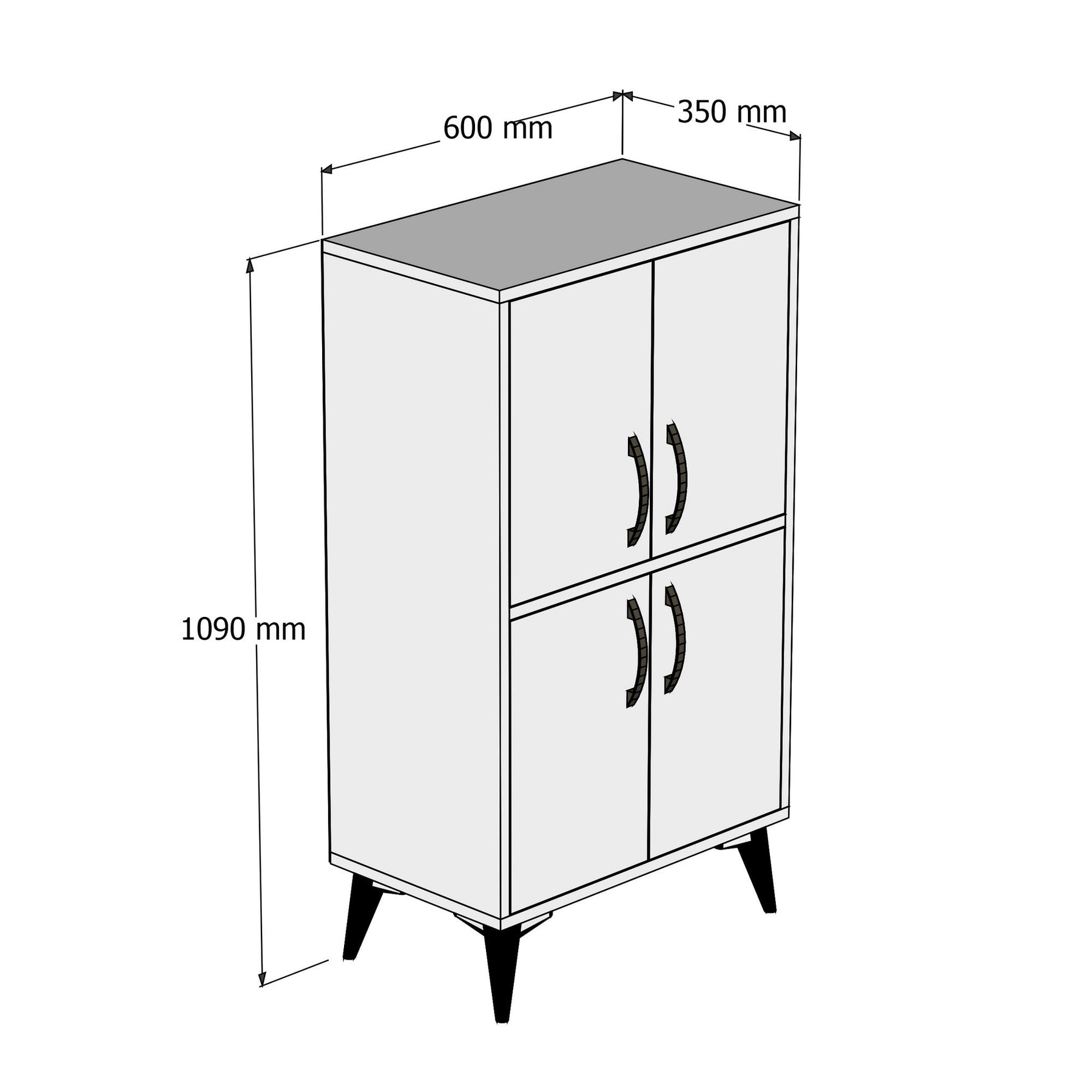 Dulap MDL0201, alb, PAL, cu 4 usi, 60x35x109 cm