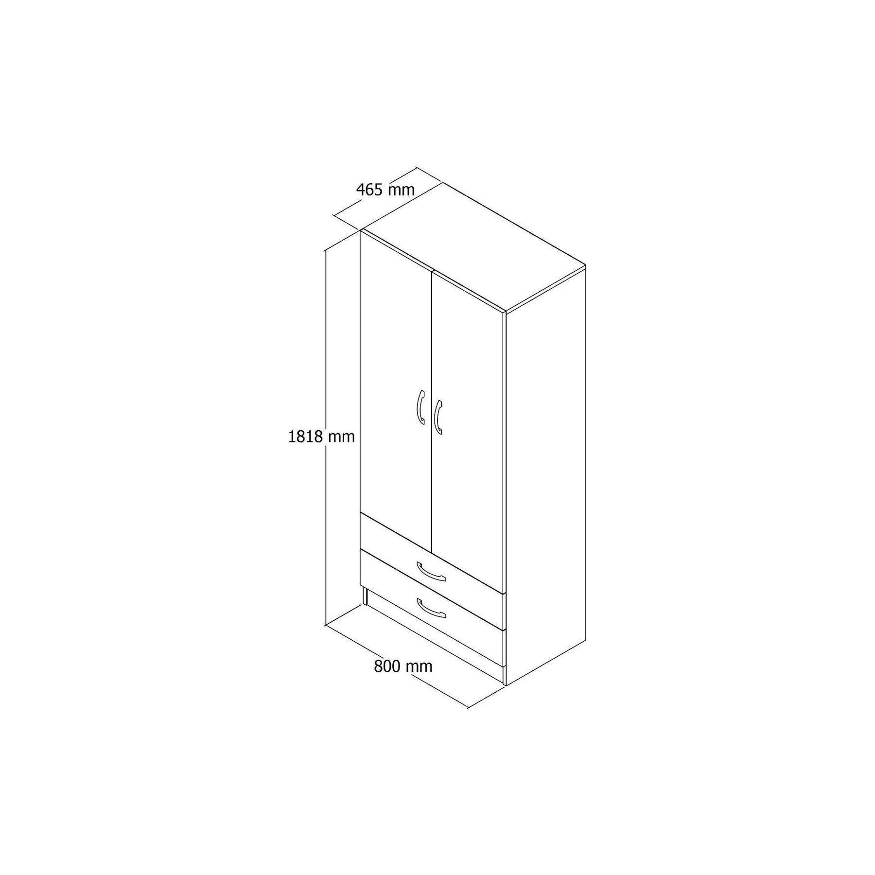 Dulap GRD0401, alb, PAL, 2 usi si 2 sertare, 80x46x182 cm
