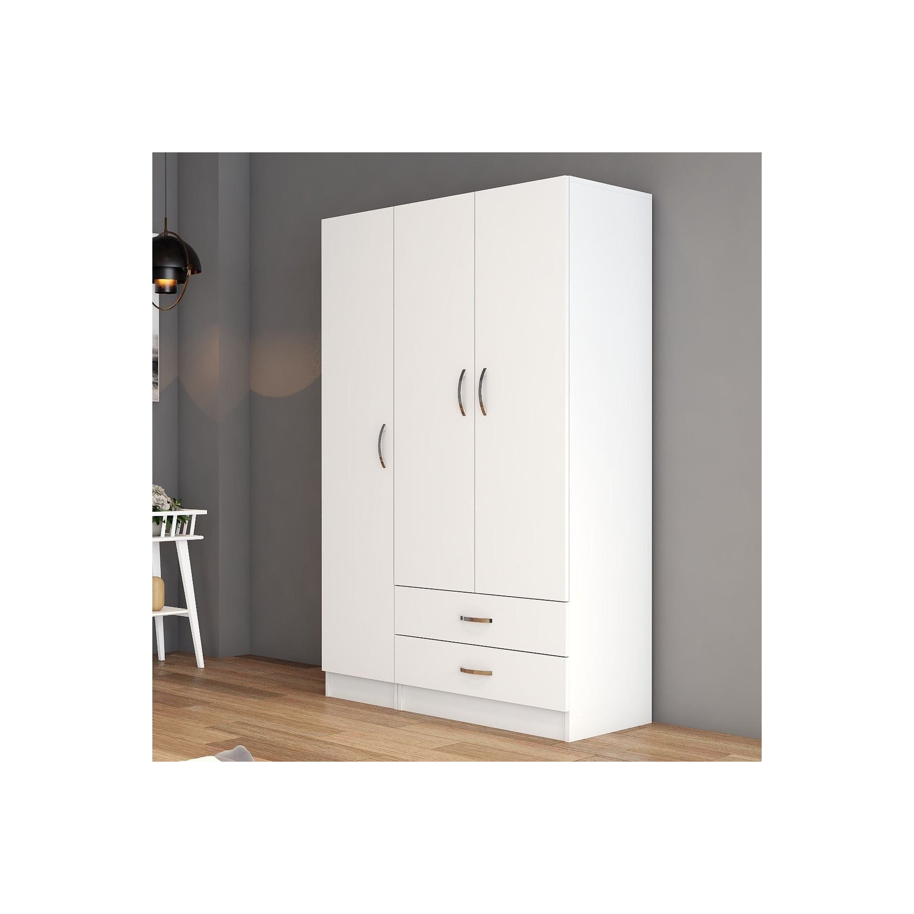Dulap GRD0501, alb, PAL, 3 usi si 2 sertare, 120x46x182 cm
