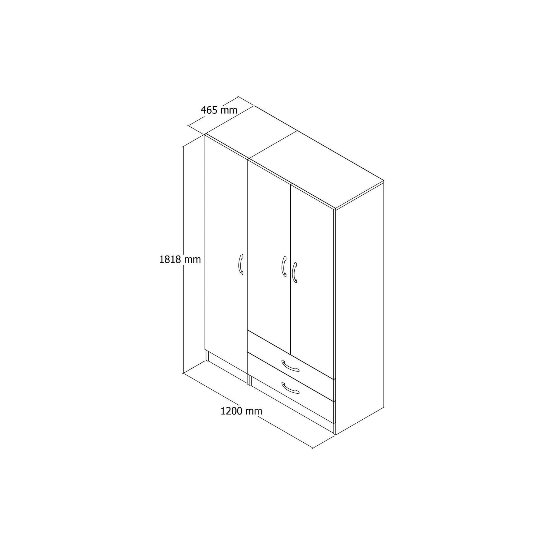 Dulap GRD0501, alb, PAL, 3 usi si 2 sertare, 120x46x182 cm