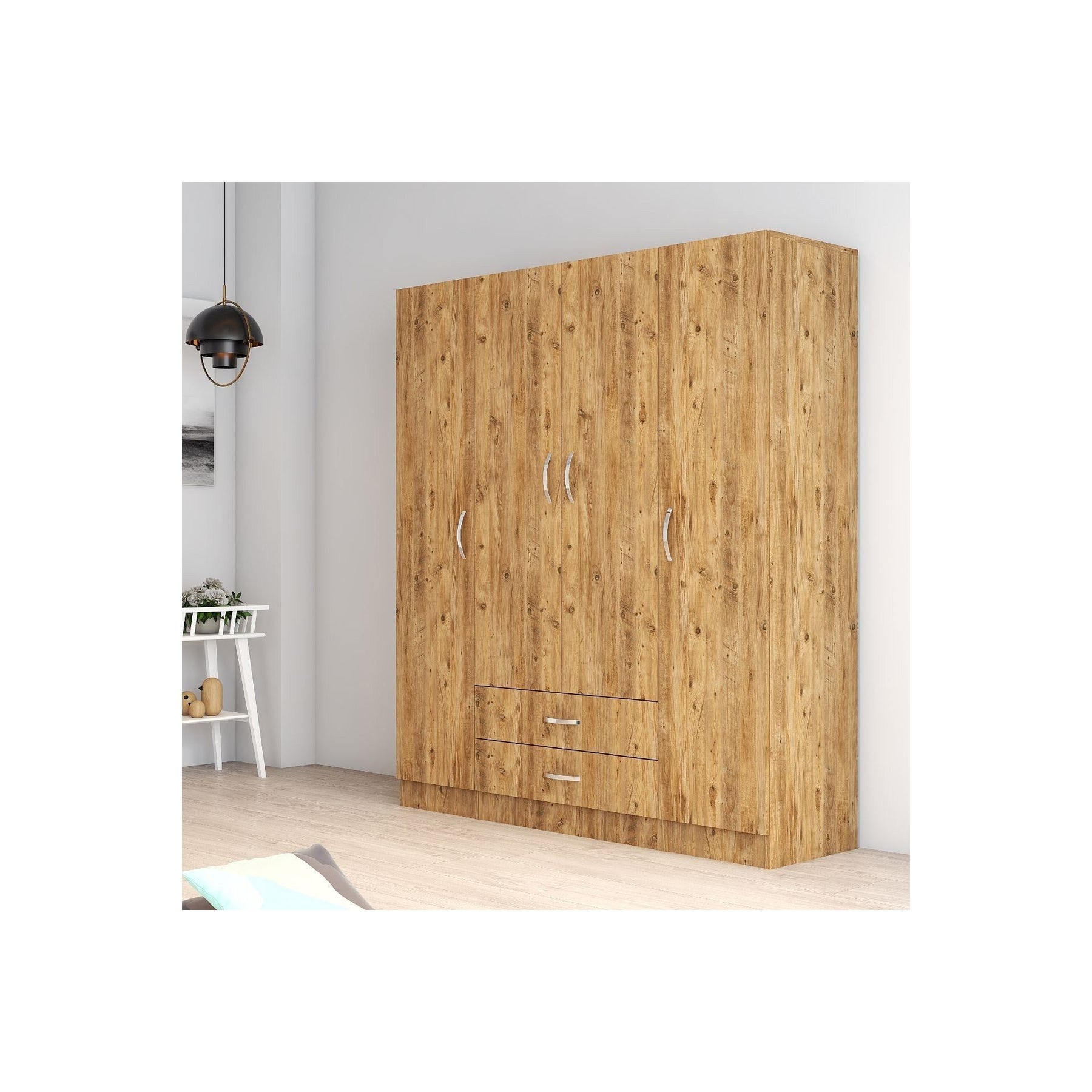 Dulap GRD0602, stejar, PAL, 4 usi si 2 sertare, 160x46x182 cm