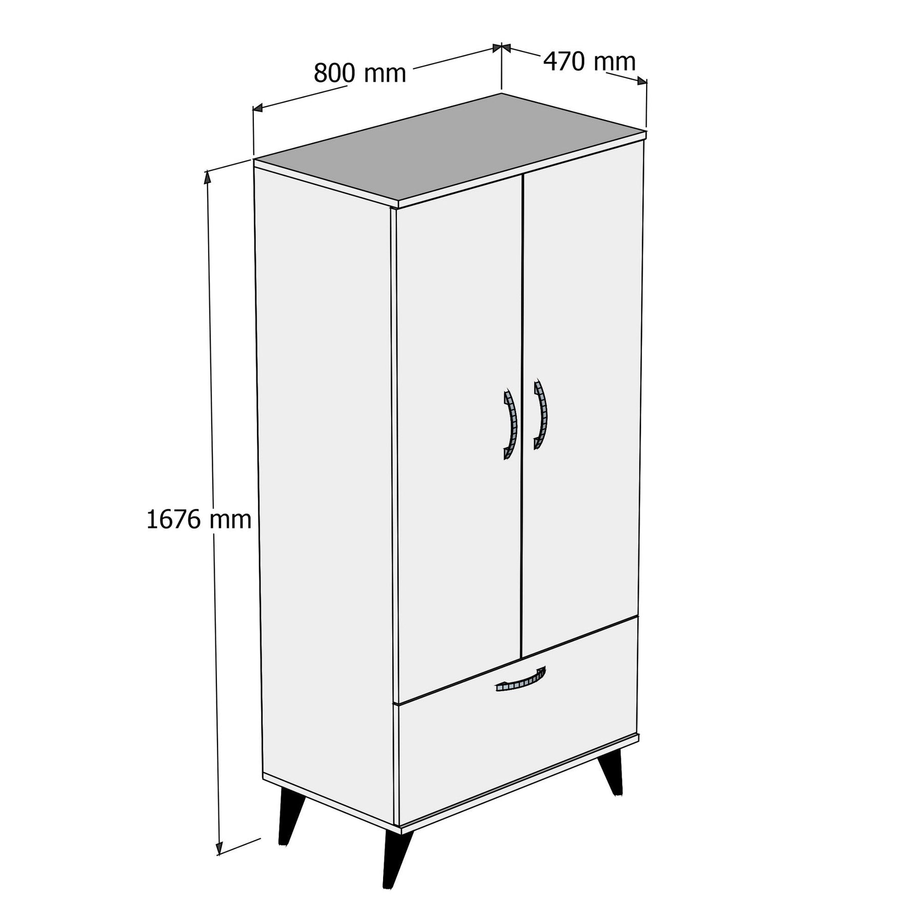 Dulap GRD0203, alb/stejar, PAL, 3 usi, 80x47x168 cm