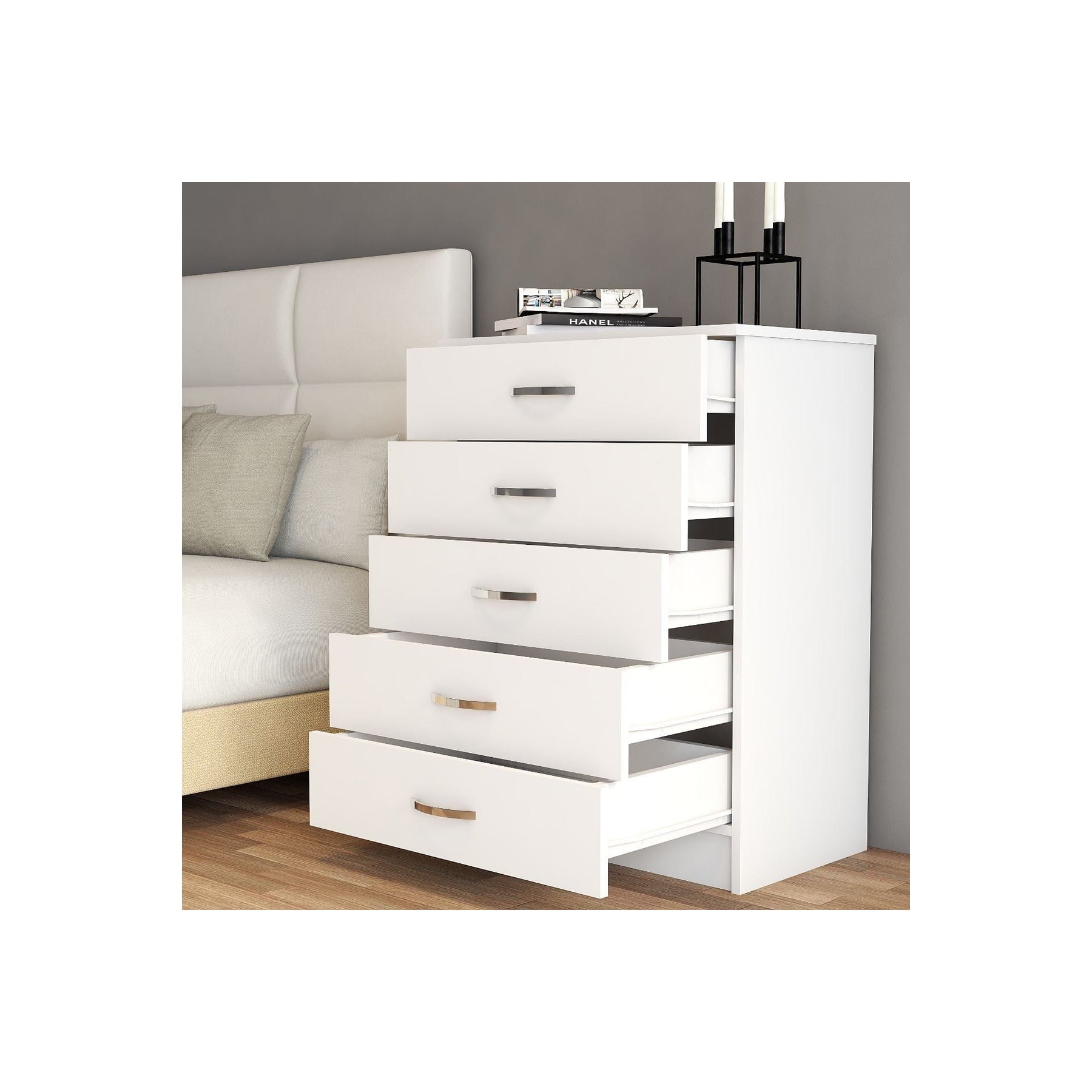 Comoda SFY0201, alb, PAL melaminat, 72x44.5x98 cm