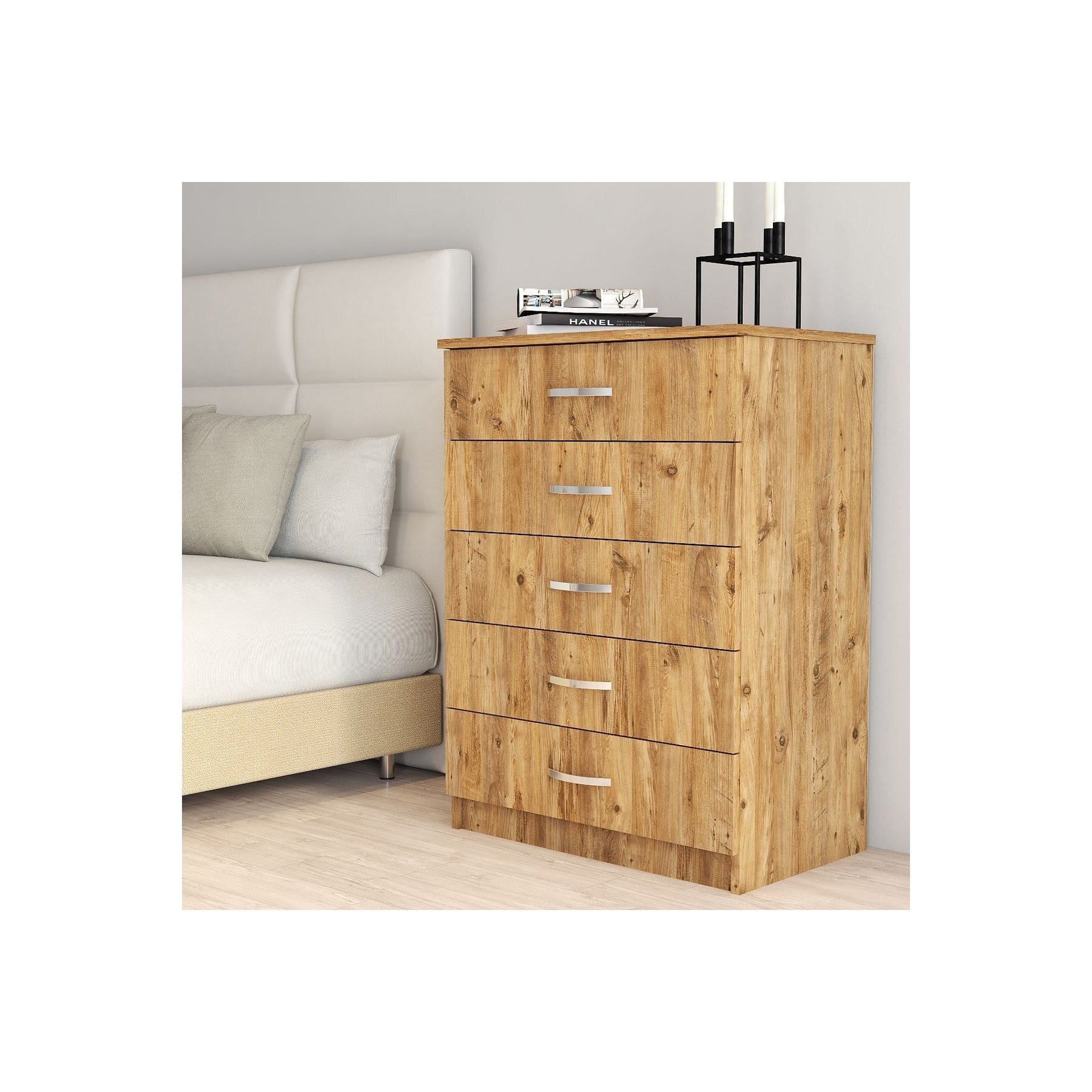 Comoda SFY0202, stejar, PAL melaminat, 72x44.5x98 cm