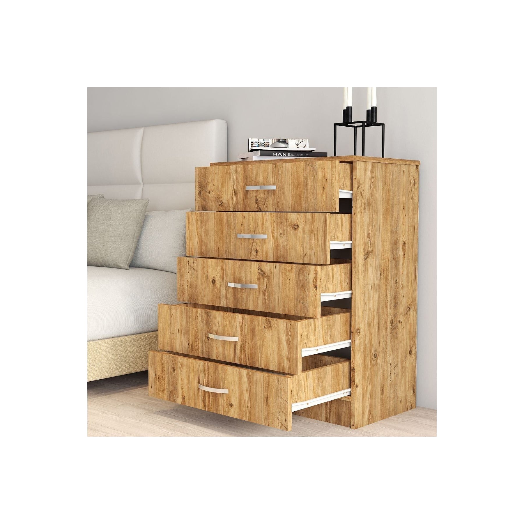 Comoda SFY0202, stejar, PAL melaminat, 72x44.5x98 cm
