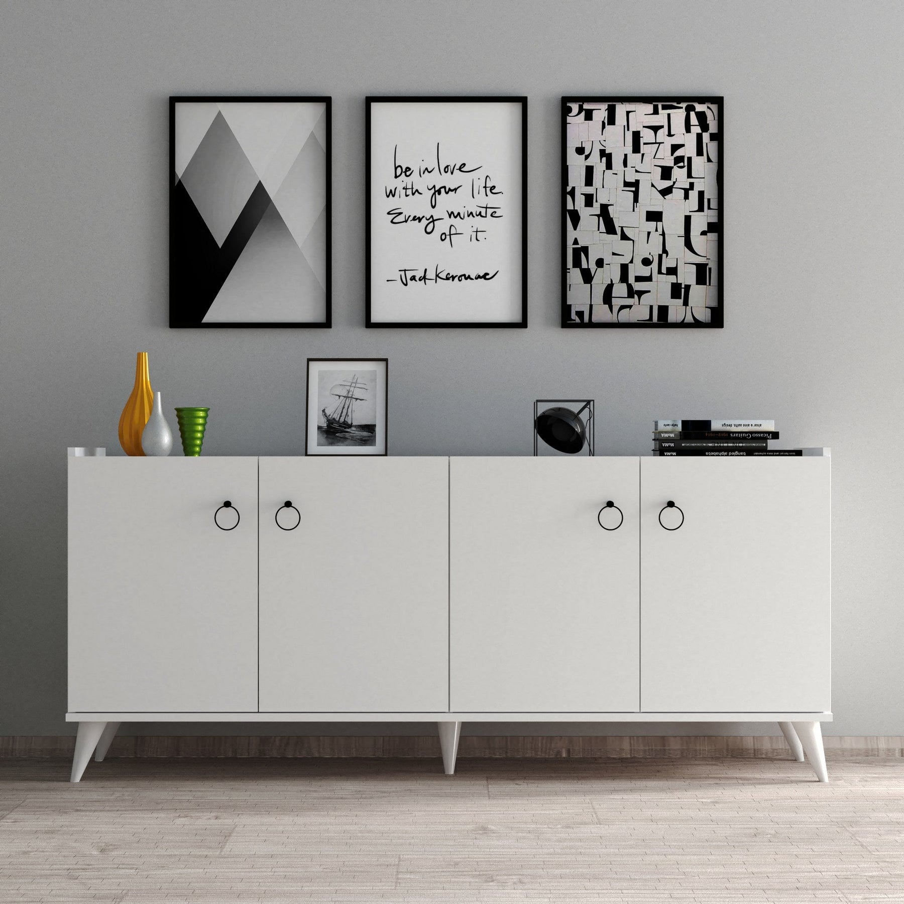 Comoda KSL0101, alb, PAL, 180x44x79 cm