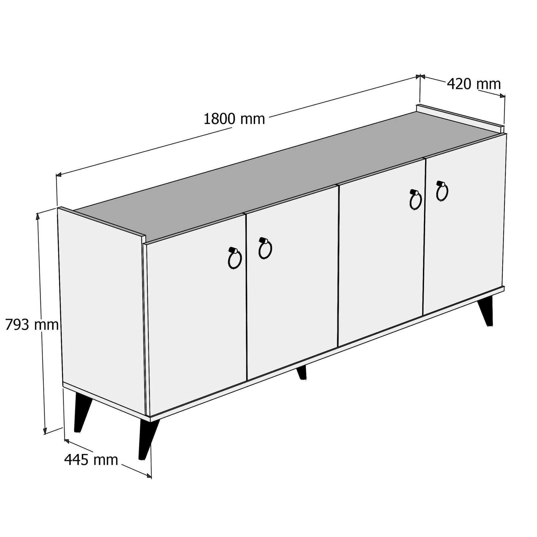 Comoda KSL0103, alb/stejar, PAL, 180x44x79 cm