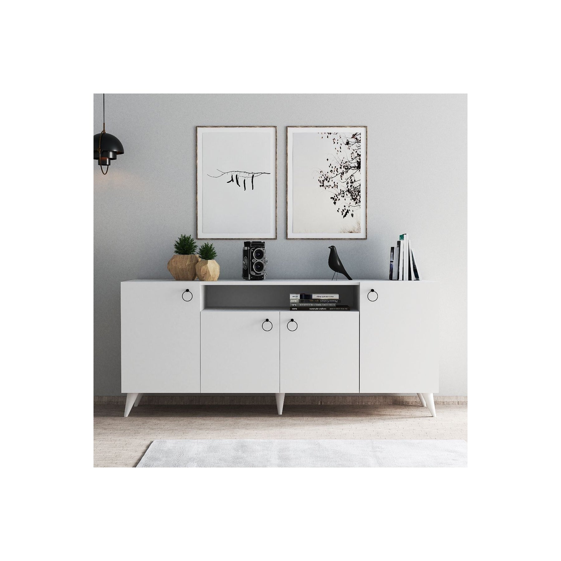 Comoda KSL0201, alb, PAL, 180x44x79 cm