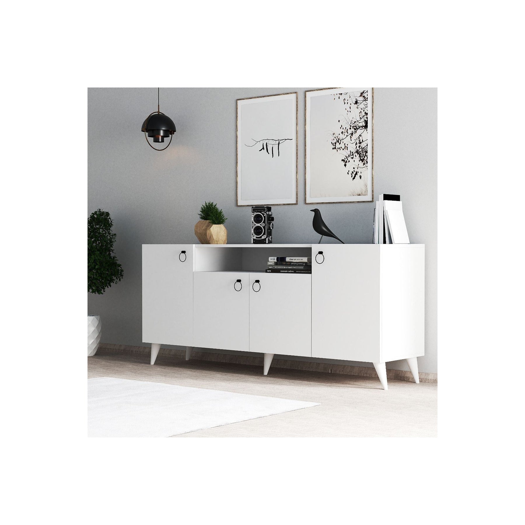 Comoda KSL0201, alb, PAL, 180x44x79 cm