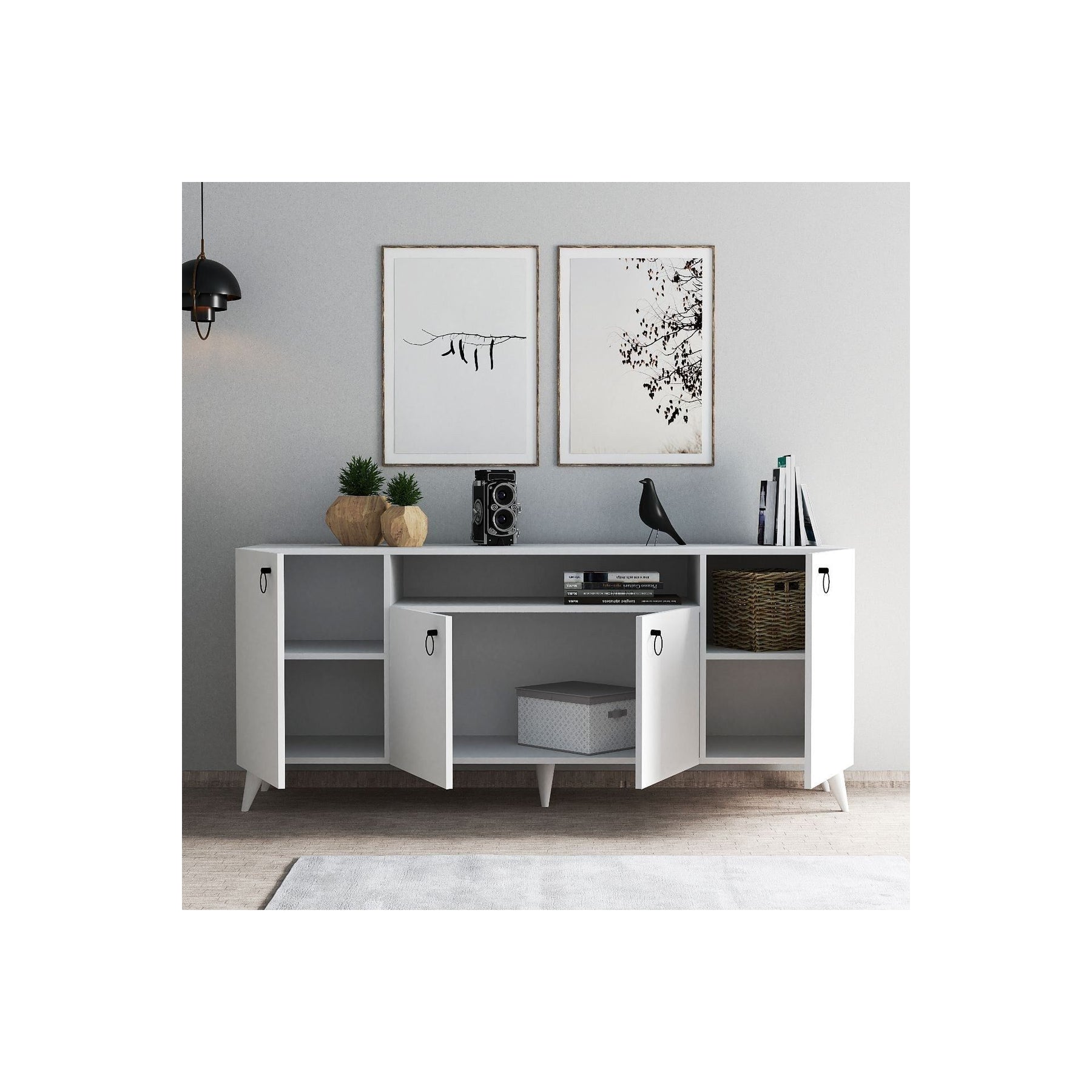 Comoda KSL0201, alb, PAL, 180x44x79 cm