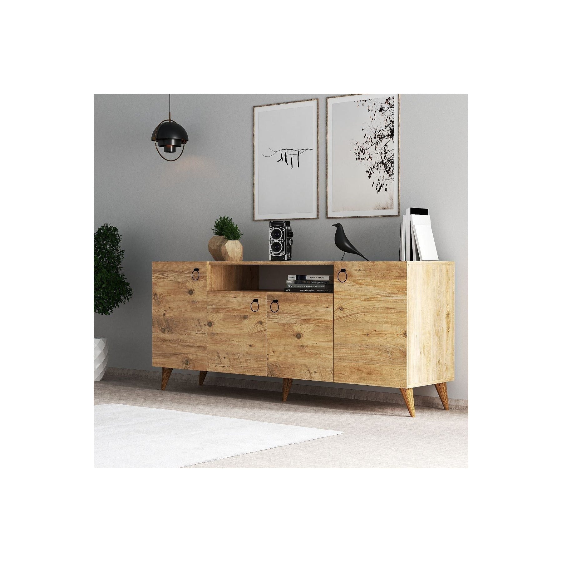 Comoda KSL0202, stejar, PAL, 180x44x79 cm