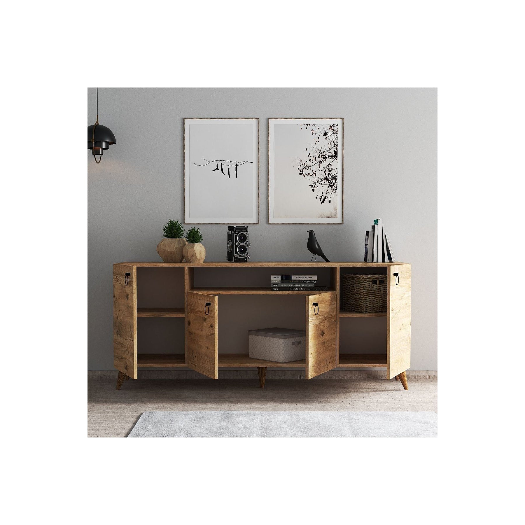 Comoda KSL0202, stejar, PAL, 180x44x79 cm