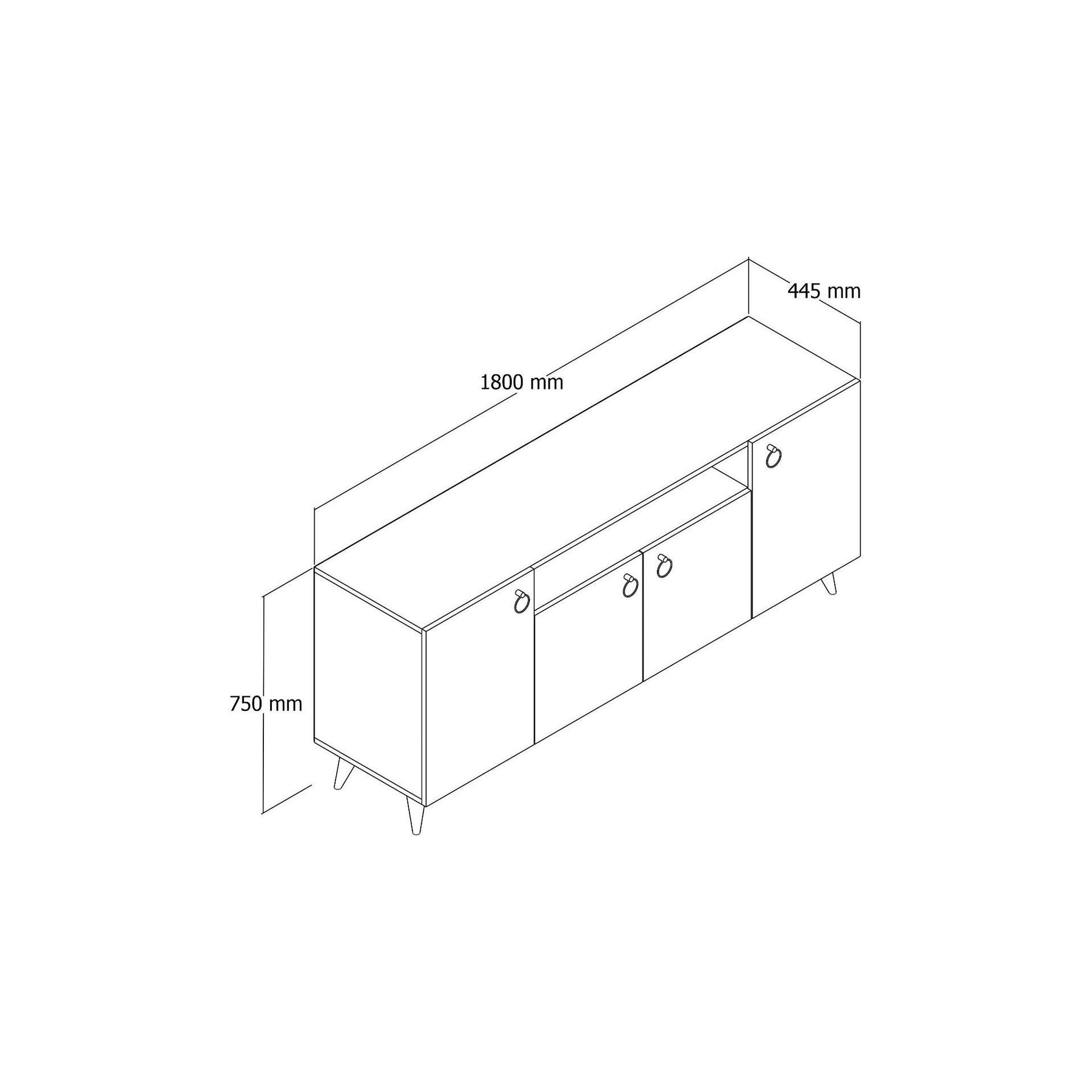 Comoda KSL0202, stejar, PAL, 180x44x79 cm