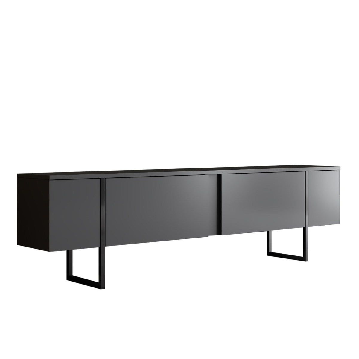 Comoda TV cu usi LUXE, gri antracit/negru, PAL, 180x30x50 cm
