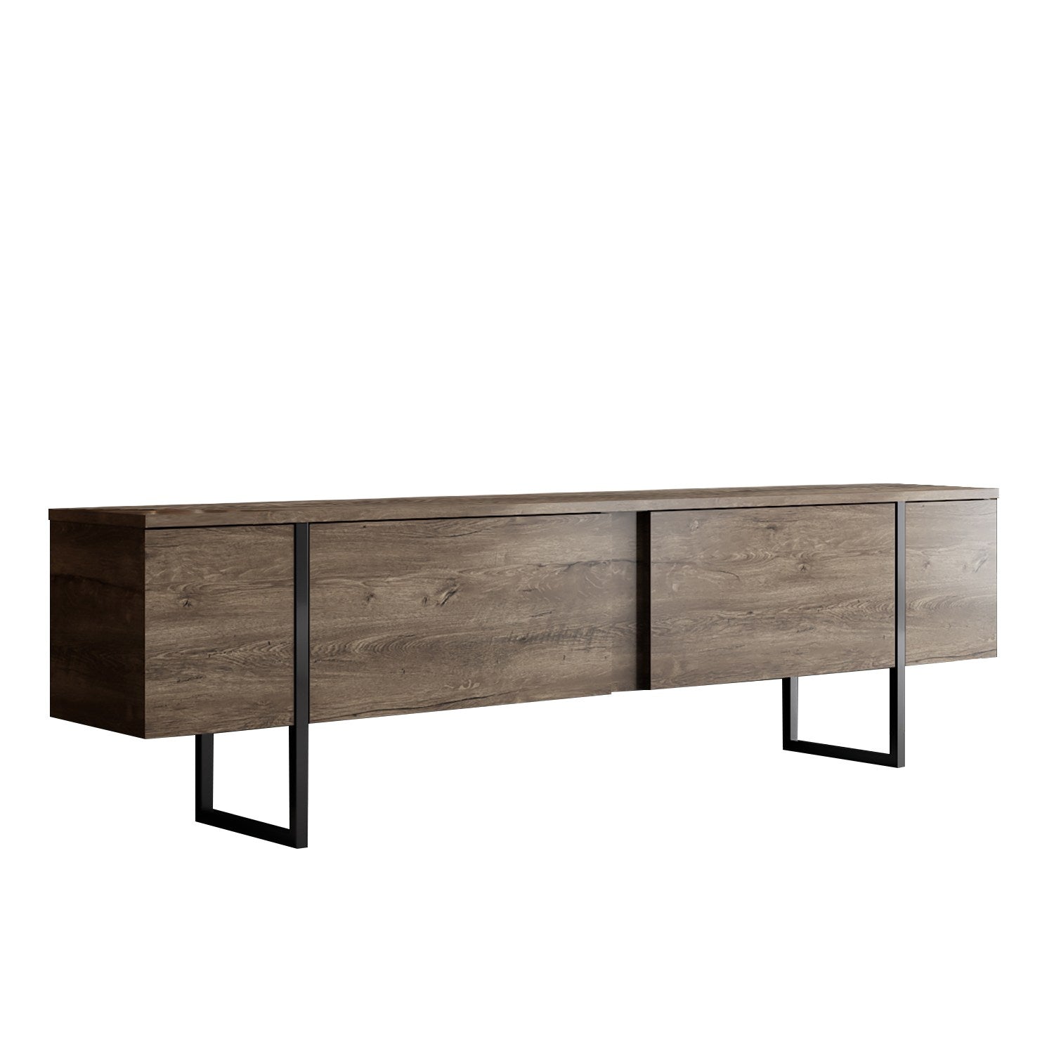 Comoda TV Luxe, nuc/negru, PAL/metal, 180x30x50 cm