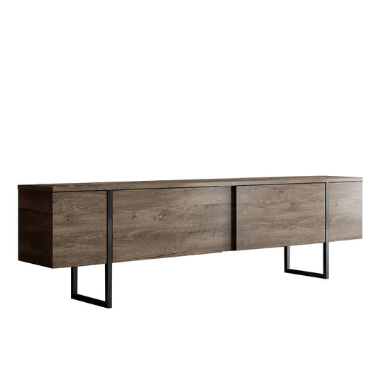 Comoda TV Luxe, nuc/negru, PAL/metal, 180x30x50 cm
