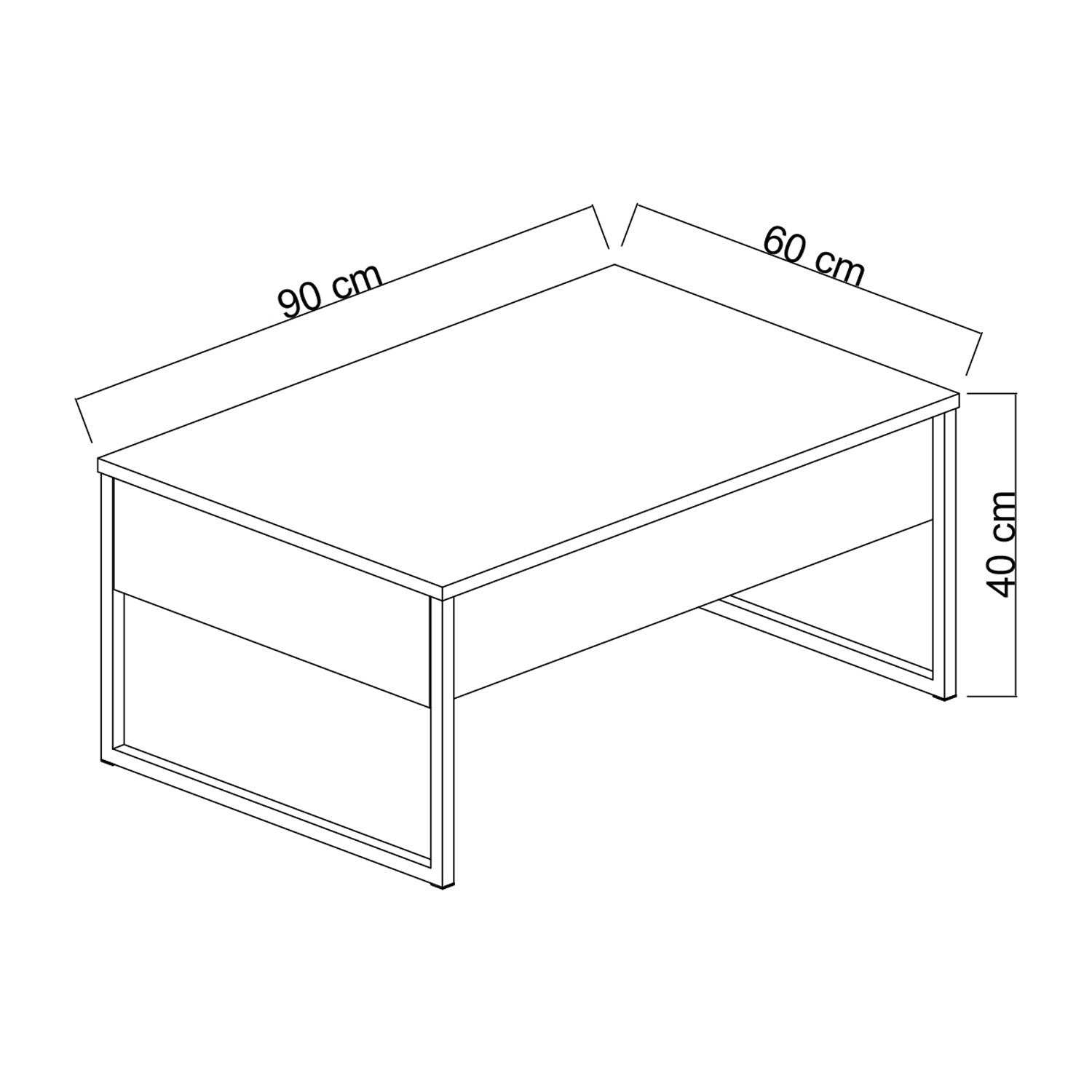 Masuta cafea Luxe, alb/negru, PAL/metal, 90x60x40 cm